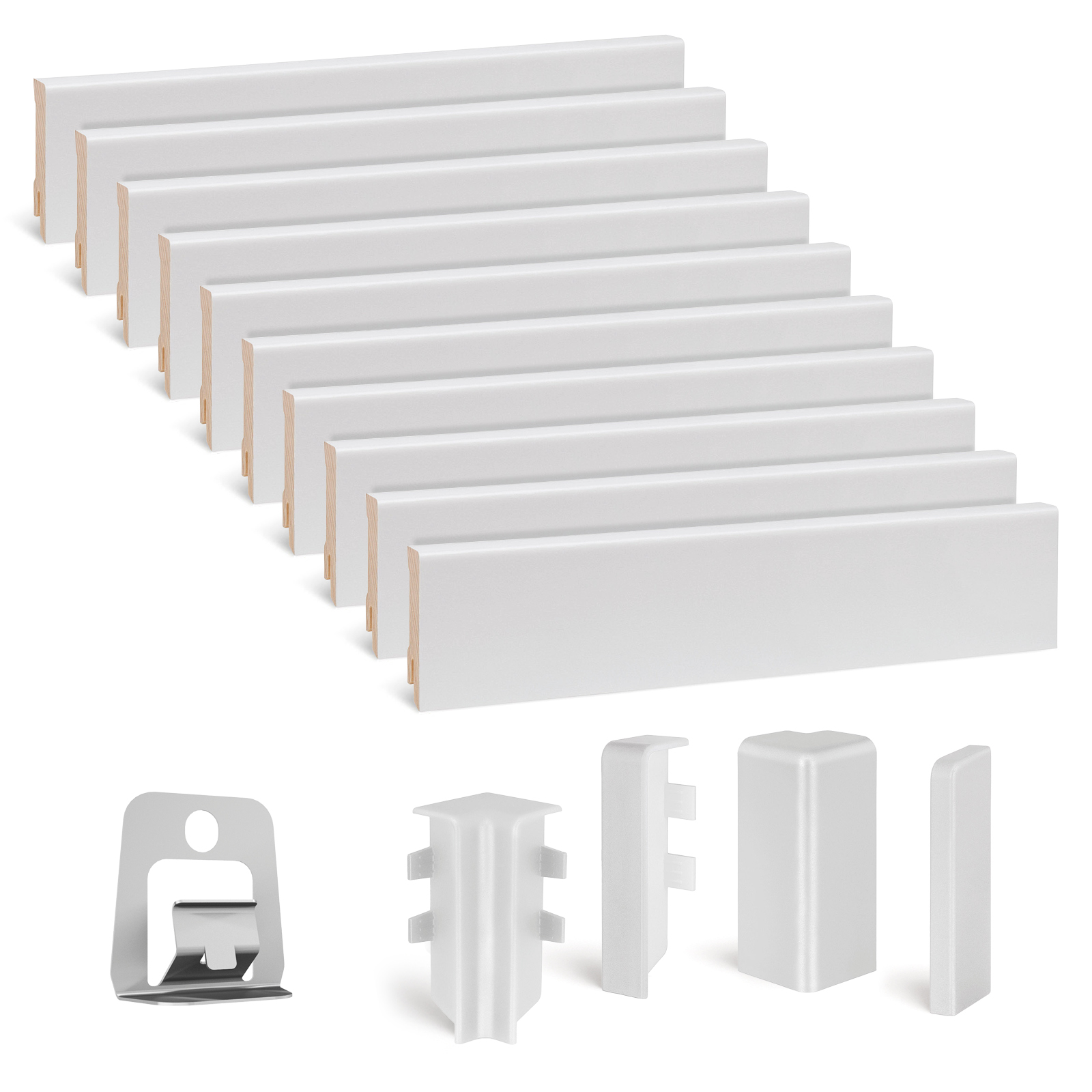 Kgm Sockelleisten-set Lichtgrau Fichte 16x58x2400 Mm - 10 Stück