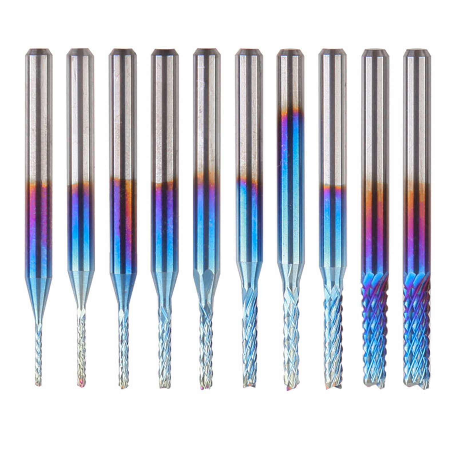Satz Mit 10 Wolframstahl-fräsern Für Das Fräsen Von Leiterplatten (0,8 Bis 3,175 Mm)