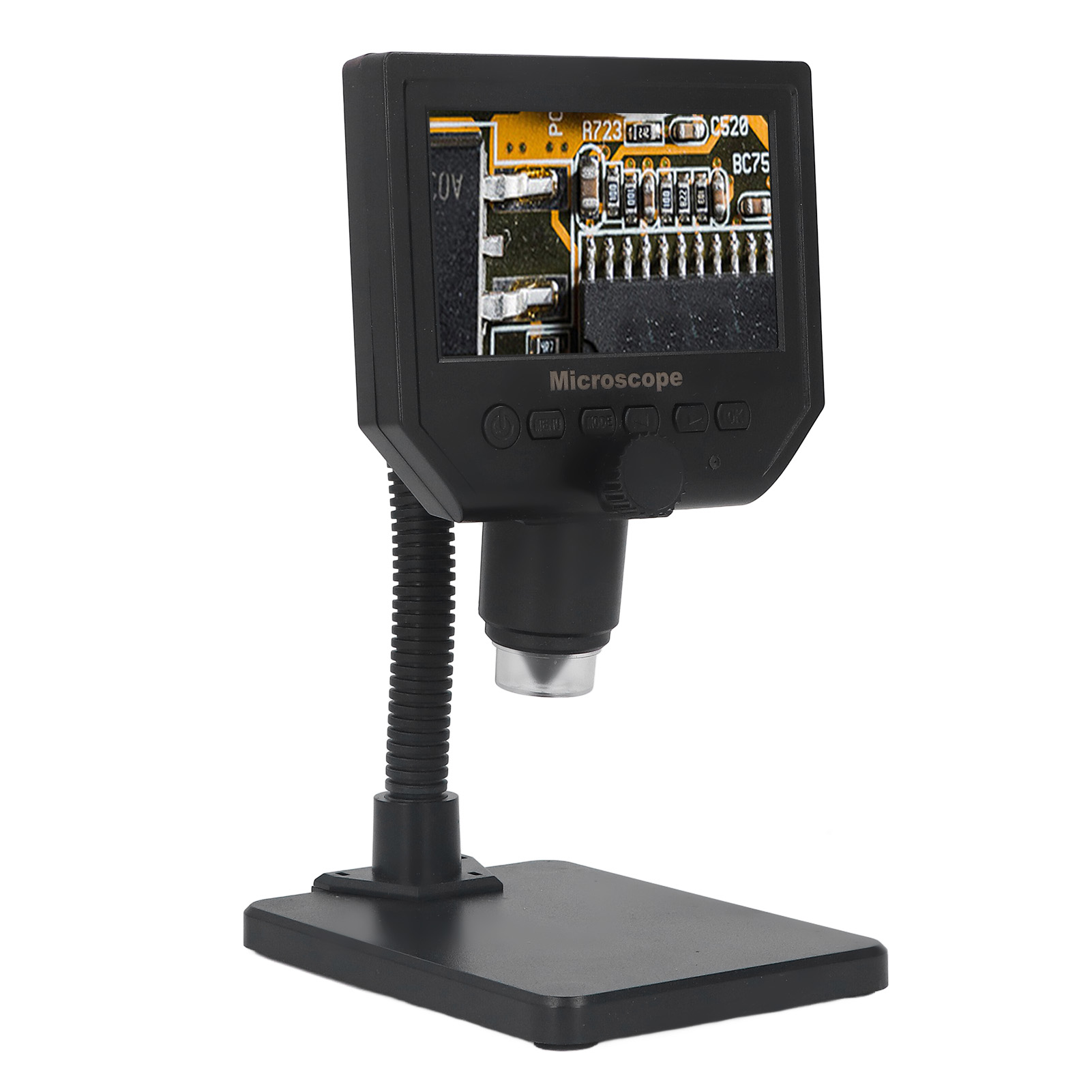 Electron Usb Digitalmikroskop, 4,3-zoll-hd-bildschirm, 600-fache Vergrößerung, 3,6 Mp, Mit Led-beleuchtung Zum Löten Von Leiterplatten.