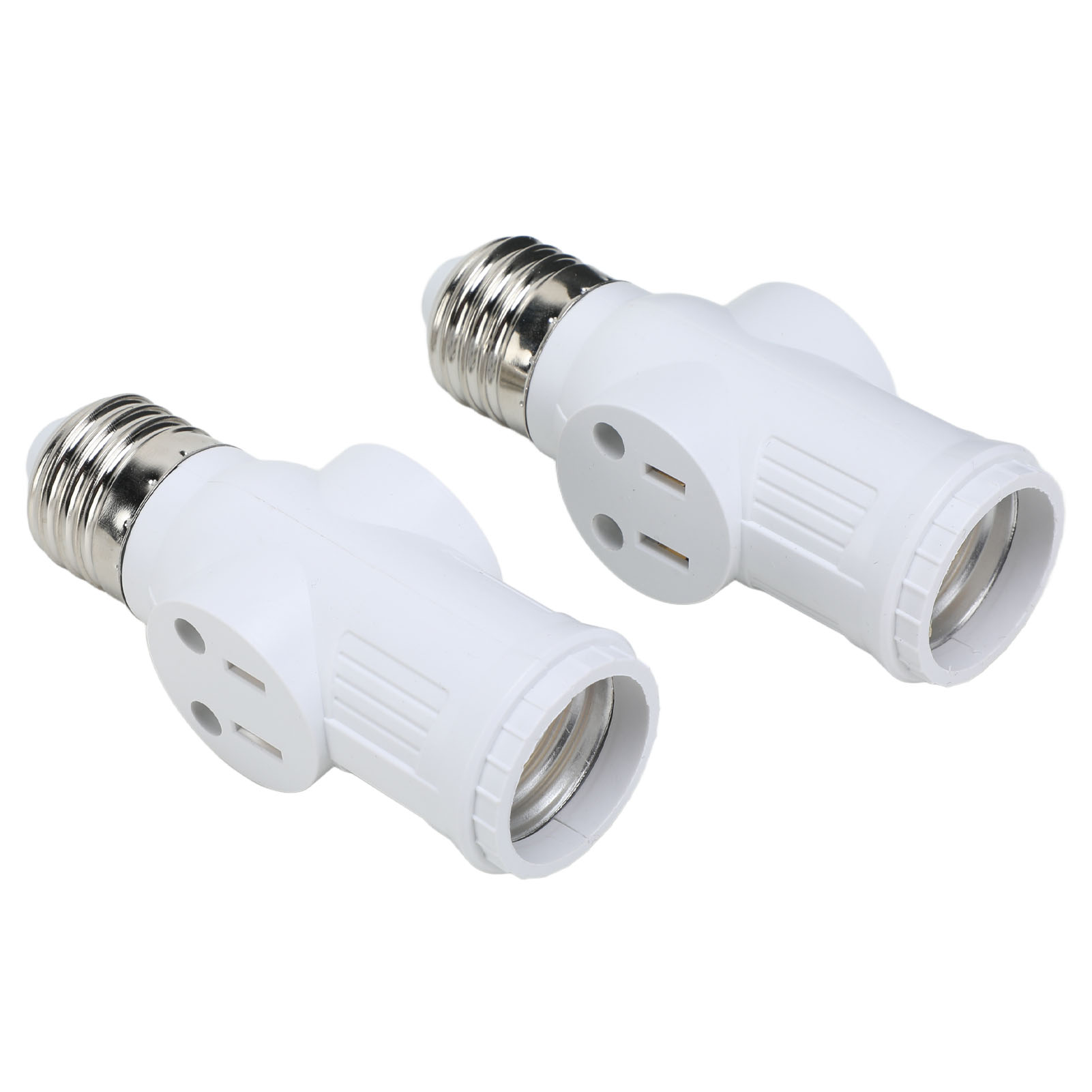 Set Mit 2 Weißen E26 3-pin-sockeladaptern, 0 Bis 125 V Wechselspannungswandler
