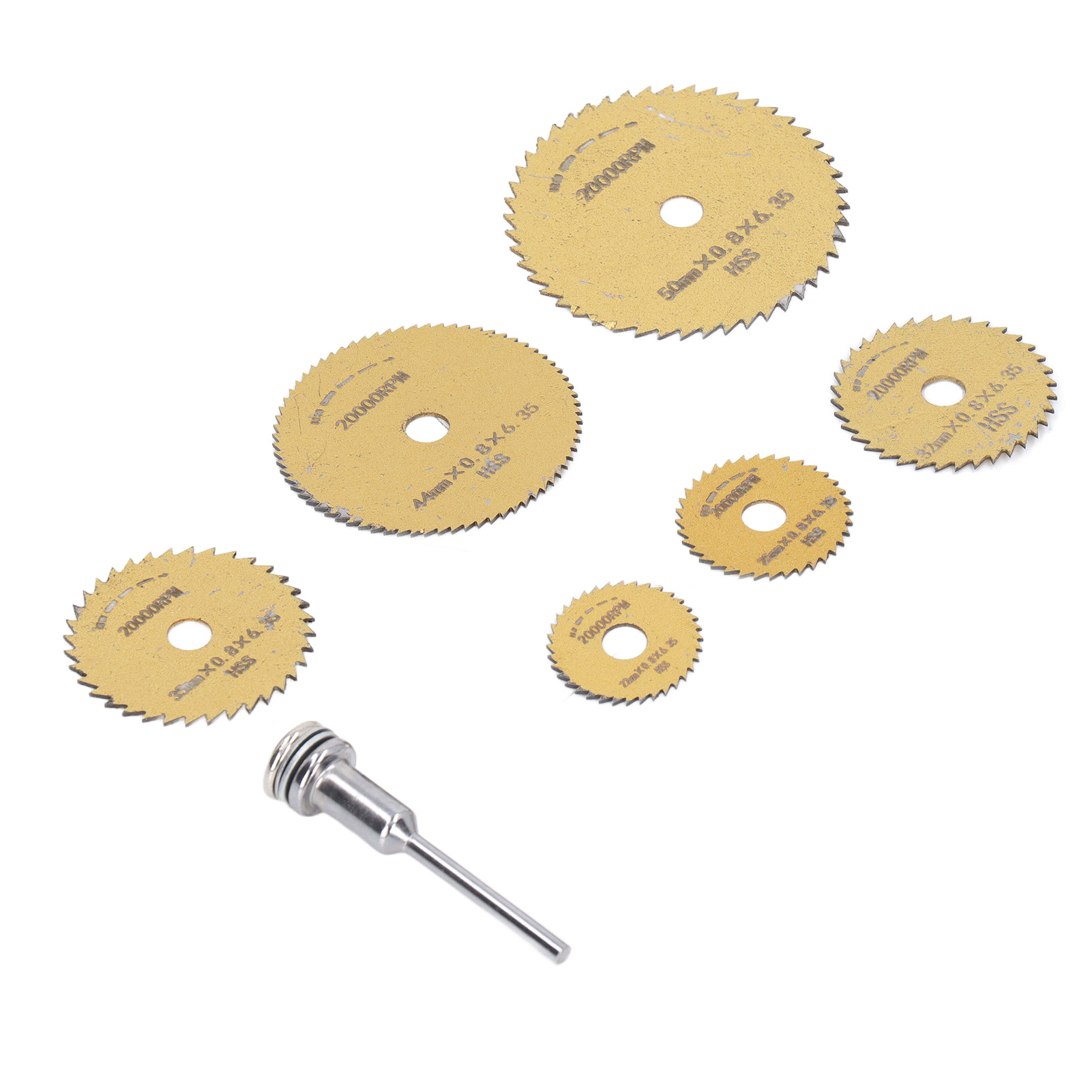 Set Mit 7 Ultradünnen, Schnell Schneidenden Hss-sägeblättern, Tragbare Mini-kreissägeblätter Für Holz- Und Pvc-bearbeitung, Mit Schaft.