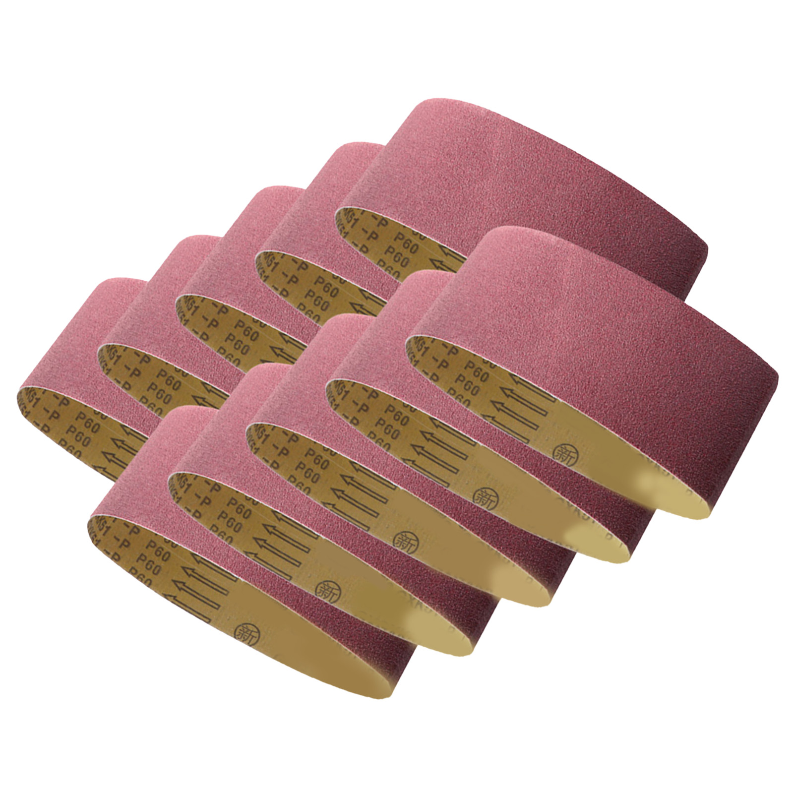 Packung Mit 10 Schleifbändern Aus Aluminiumoxid Mit Einer Körnung Von 180 Für Schleifmaschinen, Ideal Zum Polieren Von Holz, Metall Und Kunststoff.