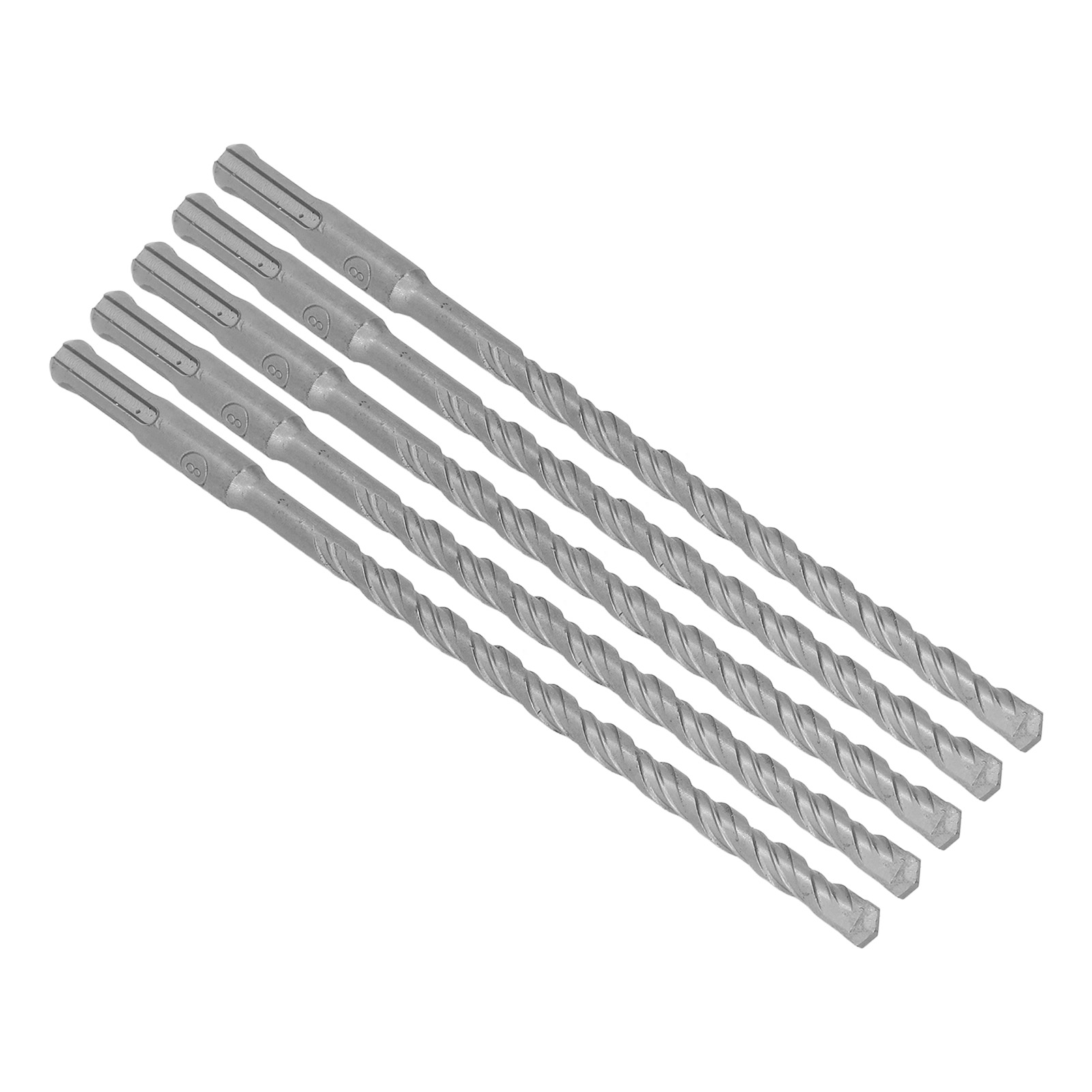 Set Mit 5 Hartmetallbestückten Schlagbohrern, 2 Schneiden, Für Ziegel Und Beton, 210 Mm, 8 Mm / 0,31 Zoll