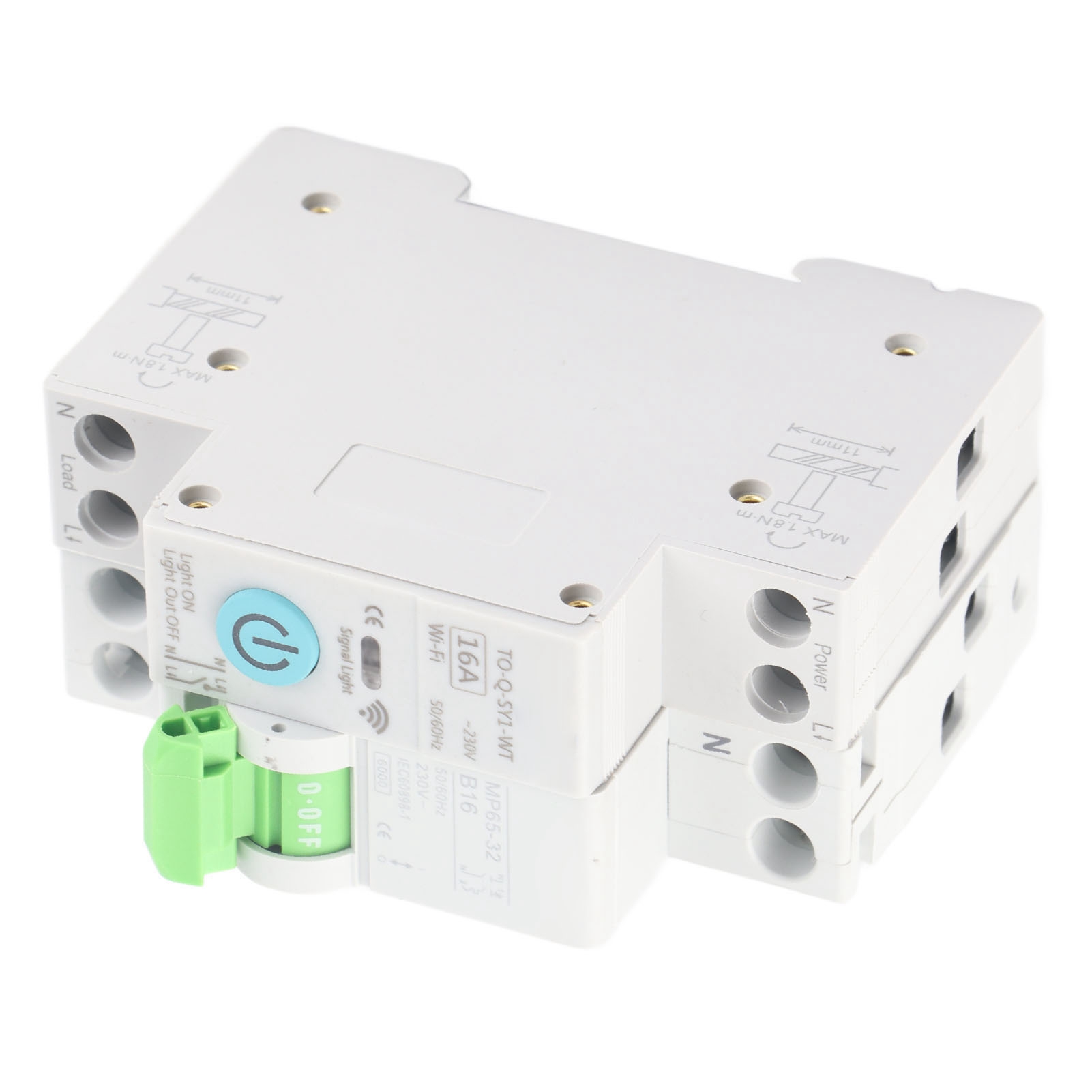 Intelligenter 1p+n-leistungsschalter Mit Wi-fi, 3 Timer-modi, Fernbedienung, 16 A, 230 V Ac.