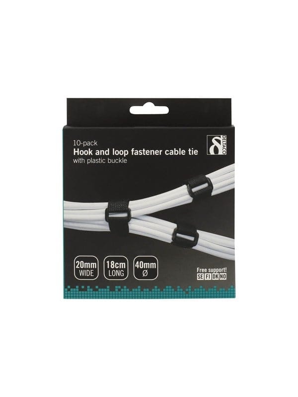 Deltaco Hook and loop fastener cable 10pack