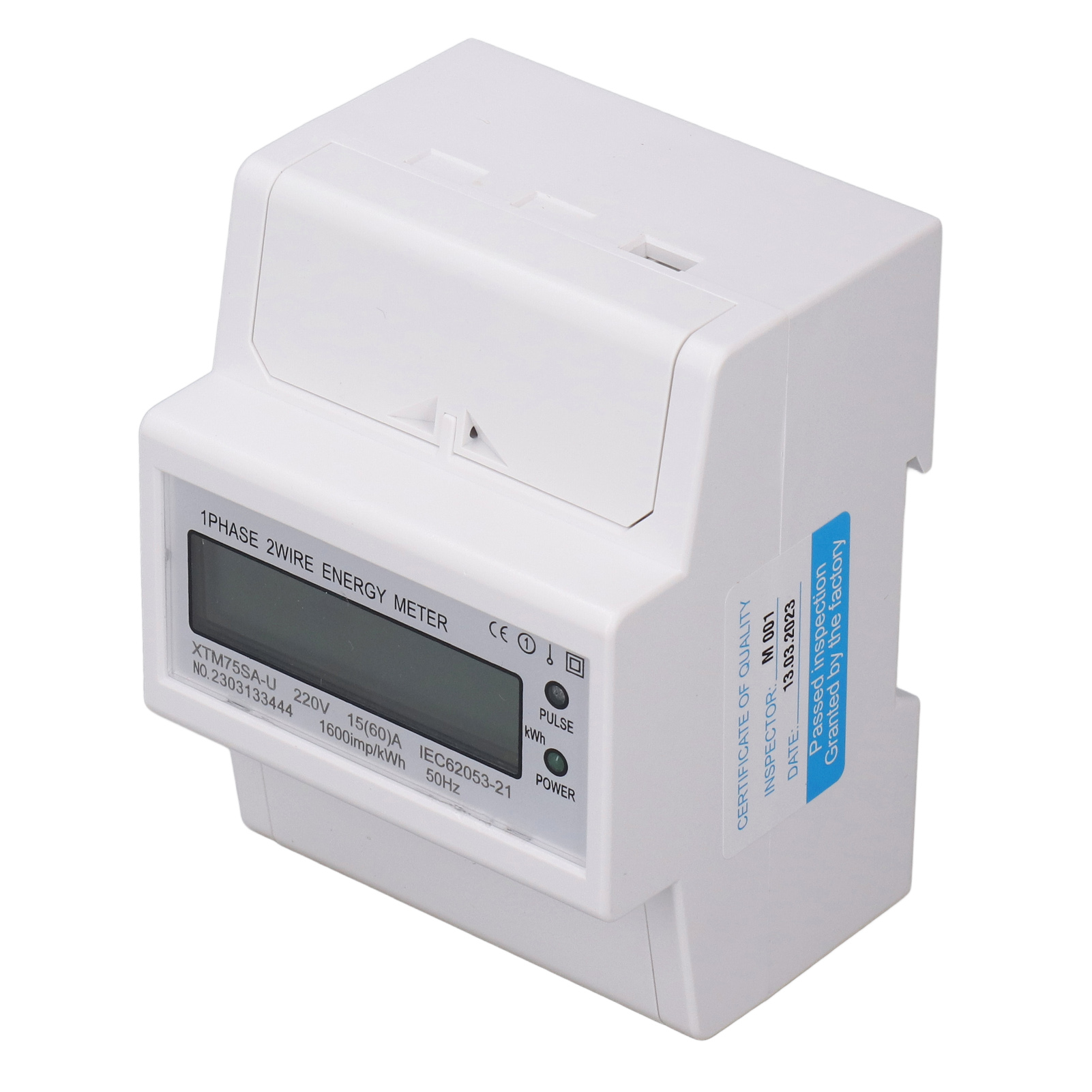Din-schienen-energiezähler, Voltmeter, Amperemeter, Einphasig, 4-polig, Digitales Lcd, 35 Mm, 220 V Dc, 15 (60) A