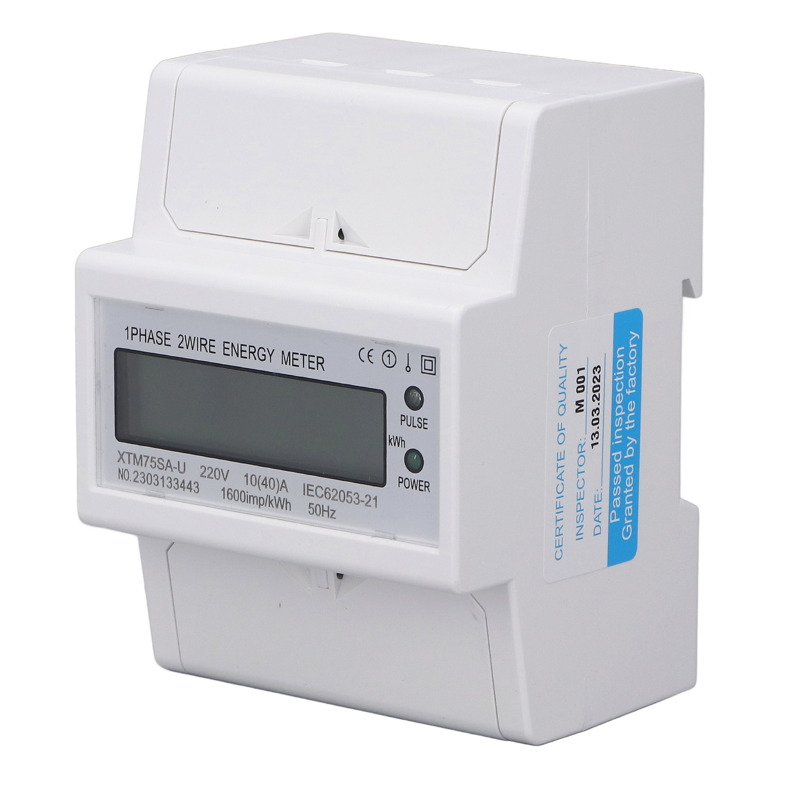 Din-schienen-energiezähler, Voltmeter, Amperemeter, Einphasig, 4-polig, Digitales Lcd, 35 Mm, 220 V Dc, 10 (40) A