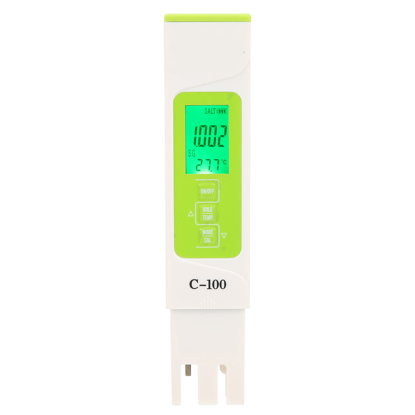 C-100 Multifunktionaler Wasserqualitätstester-stift: Hochpräzise Messung Von Temperatur, Salzgehalt, Tds, Elektrischer Leitfähigkeit Und Dichte (5 In 1).