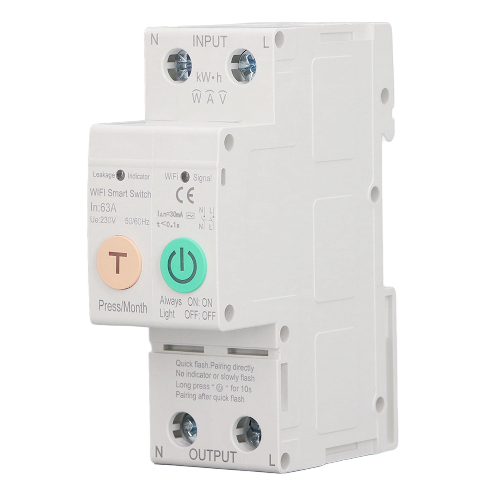 Intelligenter 2-poliger 63-a-fehlerstromschutzschalter Mit Fernbedienung, Din-schienenmontage Und Wlan-anbindung, 230 V Ac, Fernbedienung