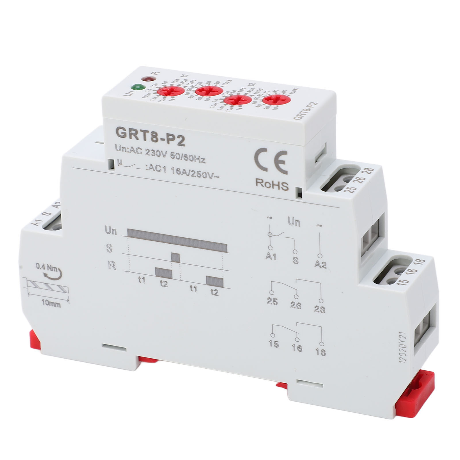 Industrielles, Schienenmontiertes Zeitverzögerungsrelais Mit Elektronischem Impulsausgang, 230 V, Und Anzeige