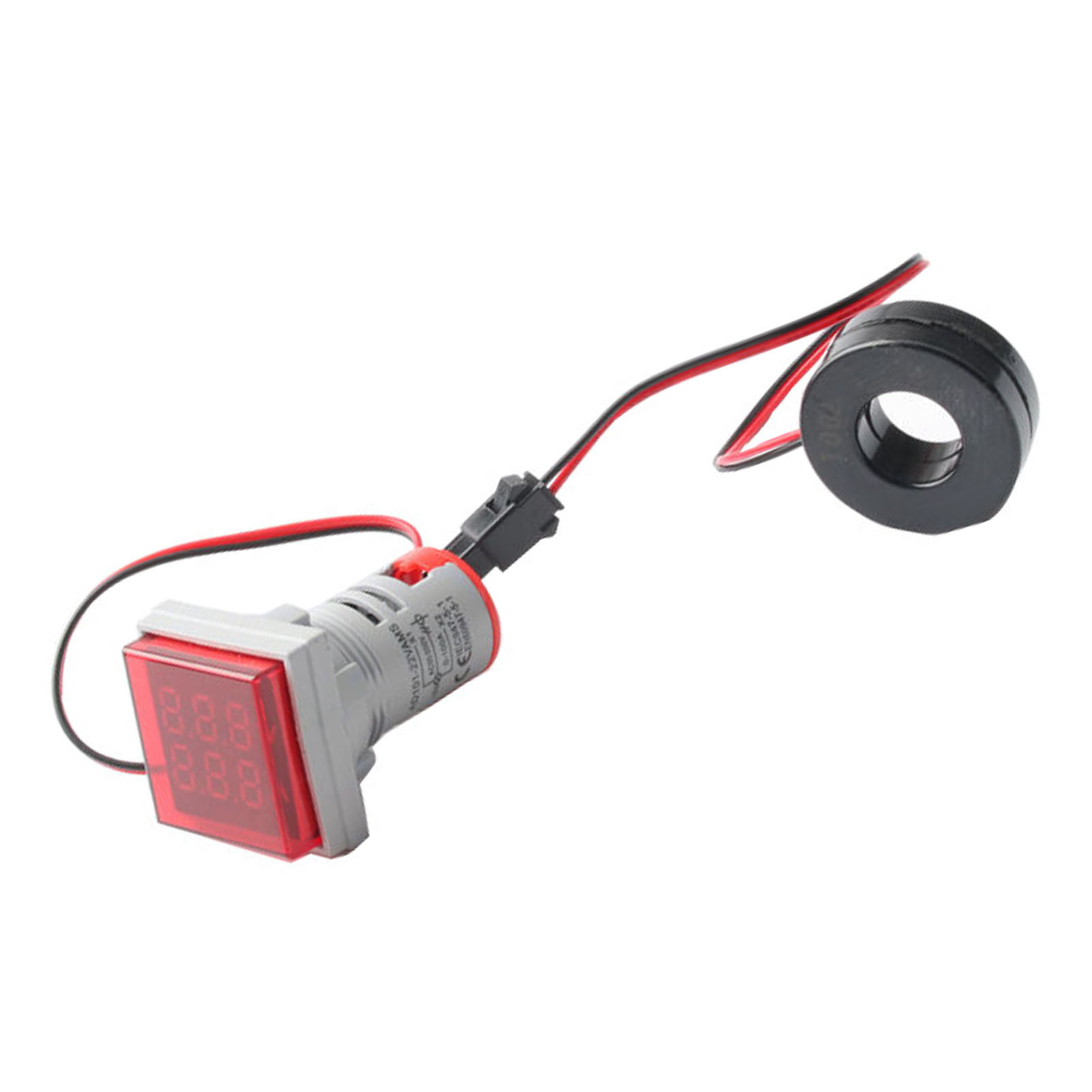 Kompaktes Quadratisches Digitalmultimeter Für Spannung Und Strom (voltmeter, Amperemeter, Led-anzeige, Ac50-500v, 0-100a, 22 Mm, Rot)