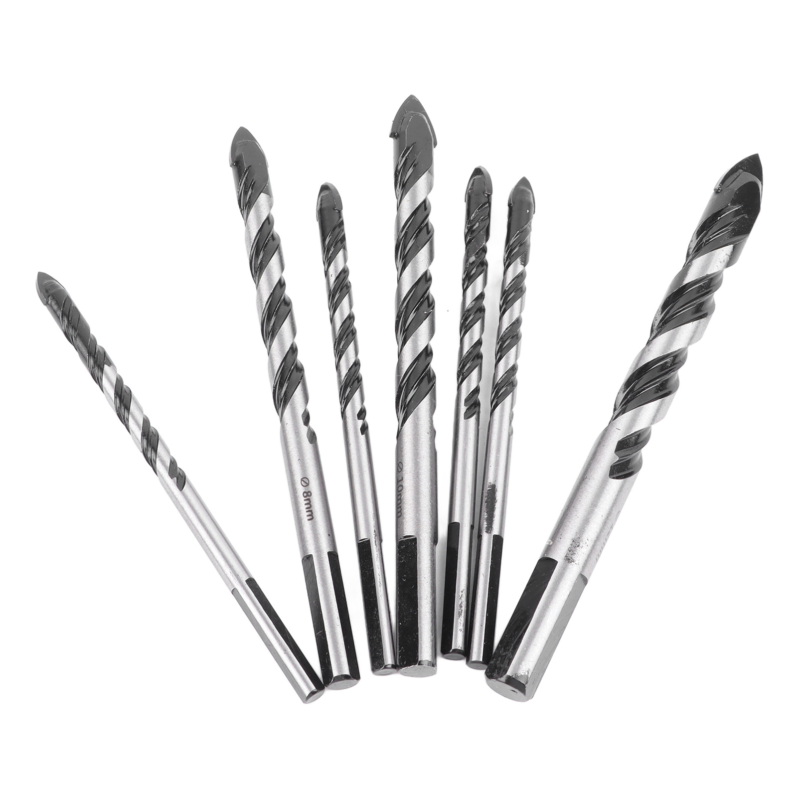Set Mit 7 Multifunktionalen Schwarzen Hartmetall-spiralbohrern, Dreieckigen Spiralbohrern