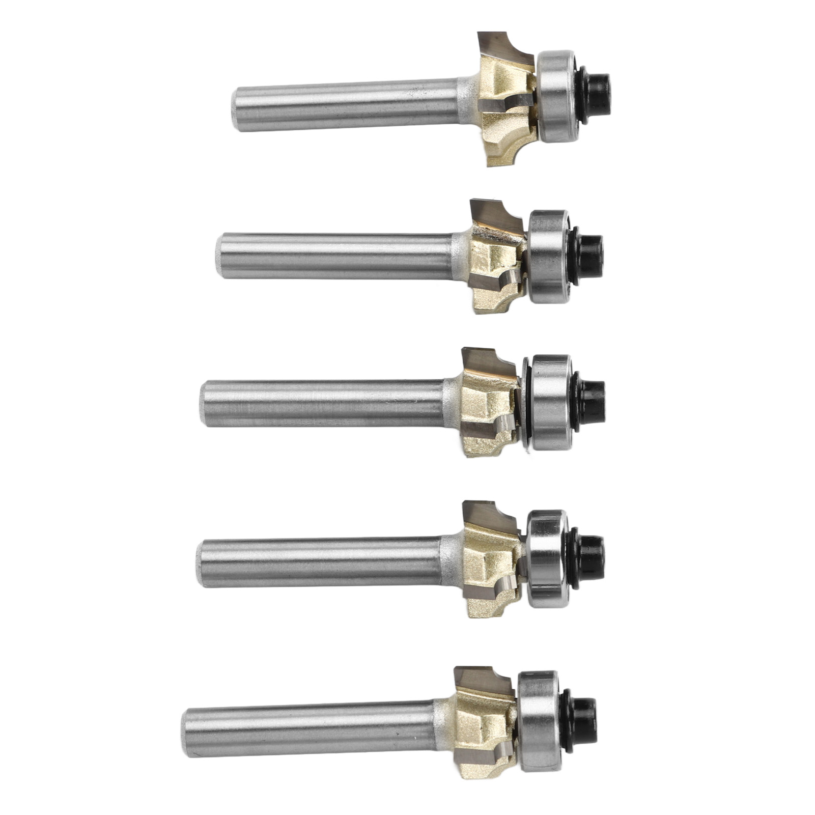 Set Mit 5 Vierschneidigen Fräsern Zum Abrunden Von Ecken Und Formen Von Kanten, Für Die Holzbearbeitung, 6,35 Mm (1/4 Zoll) Schaft