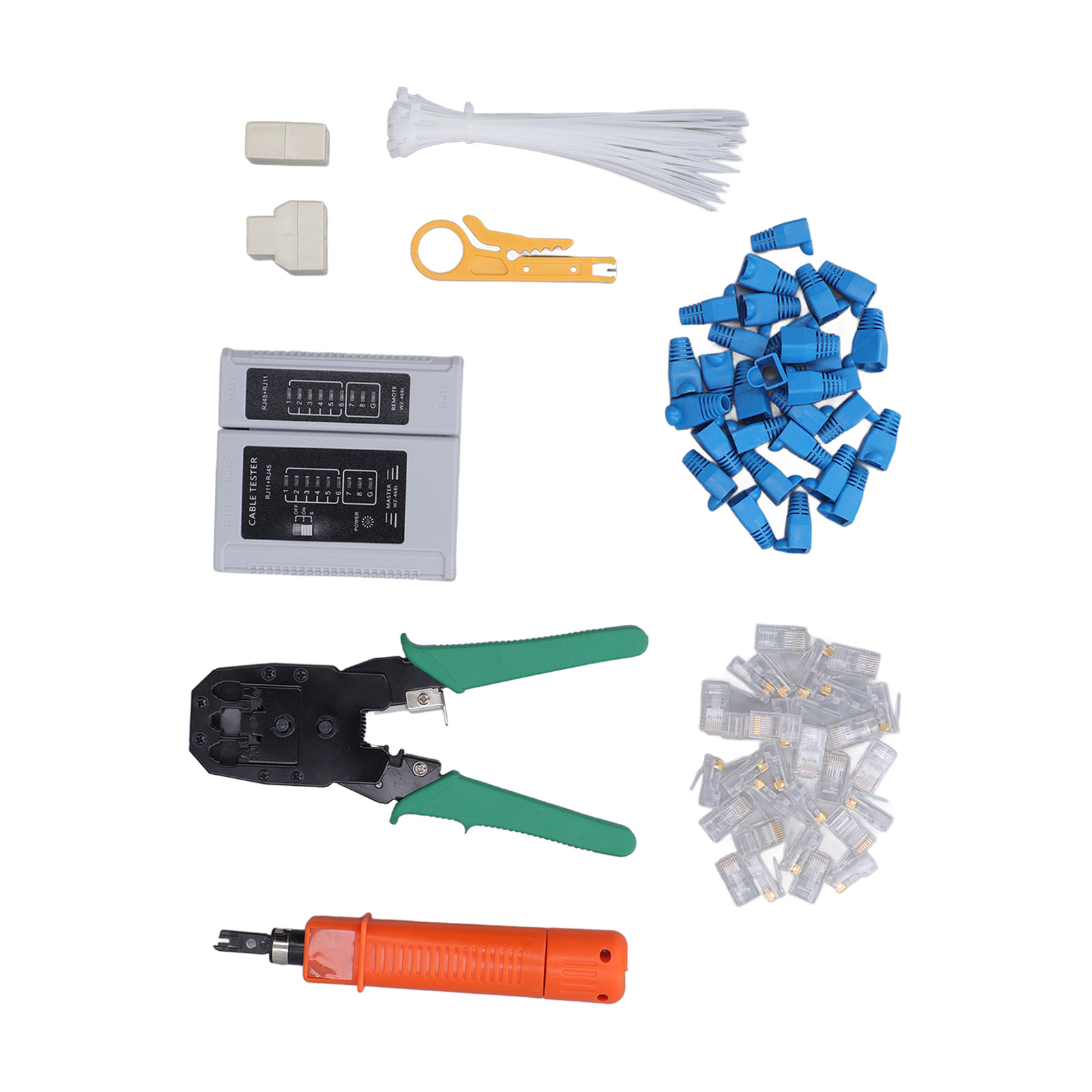 Netzwerk-reparatur-werkzeugset: Rj45-steckerzange, Rj45-koppler, Abisolierzange Für Cat5-, Cat5e- Und Cat6-kabel.