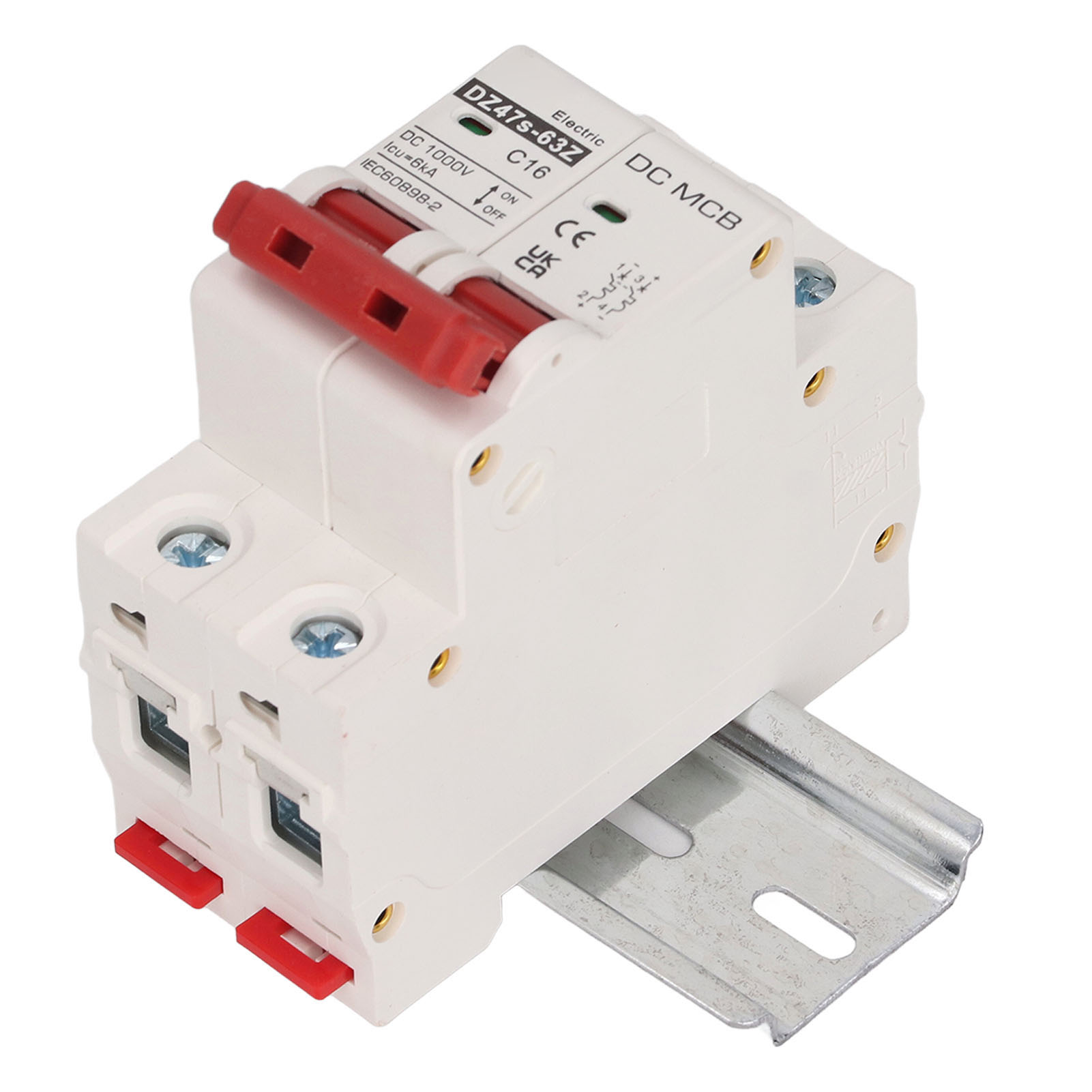 Miniatur-2p-leistungsschalter Mit Überlastschutzschalter Zur Din-schienenmontage Für 1000v Dc 16a Solar-photovoltaiksysteme