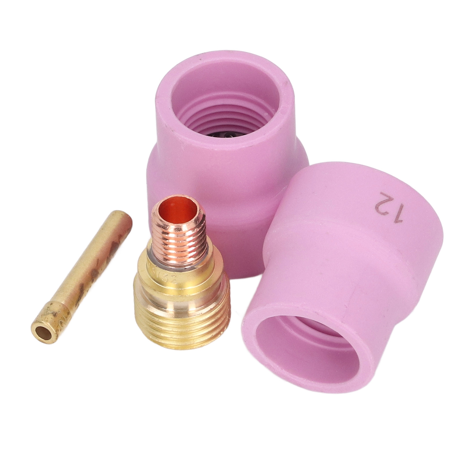 4-teiliges Wig-schweißzubehörset: 2,4 Mm Keramikdüse, Gaslinse, Abgewinkelte Düse, Elektrodenklemme.