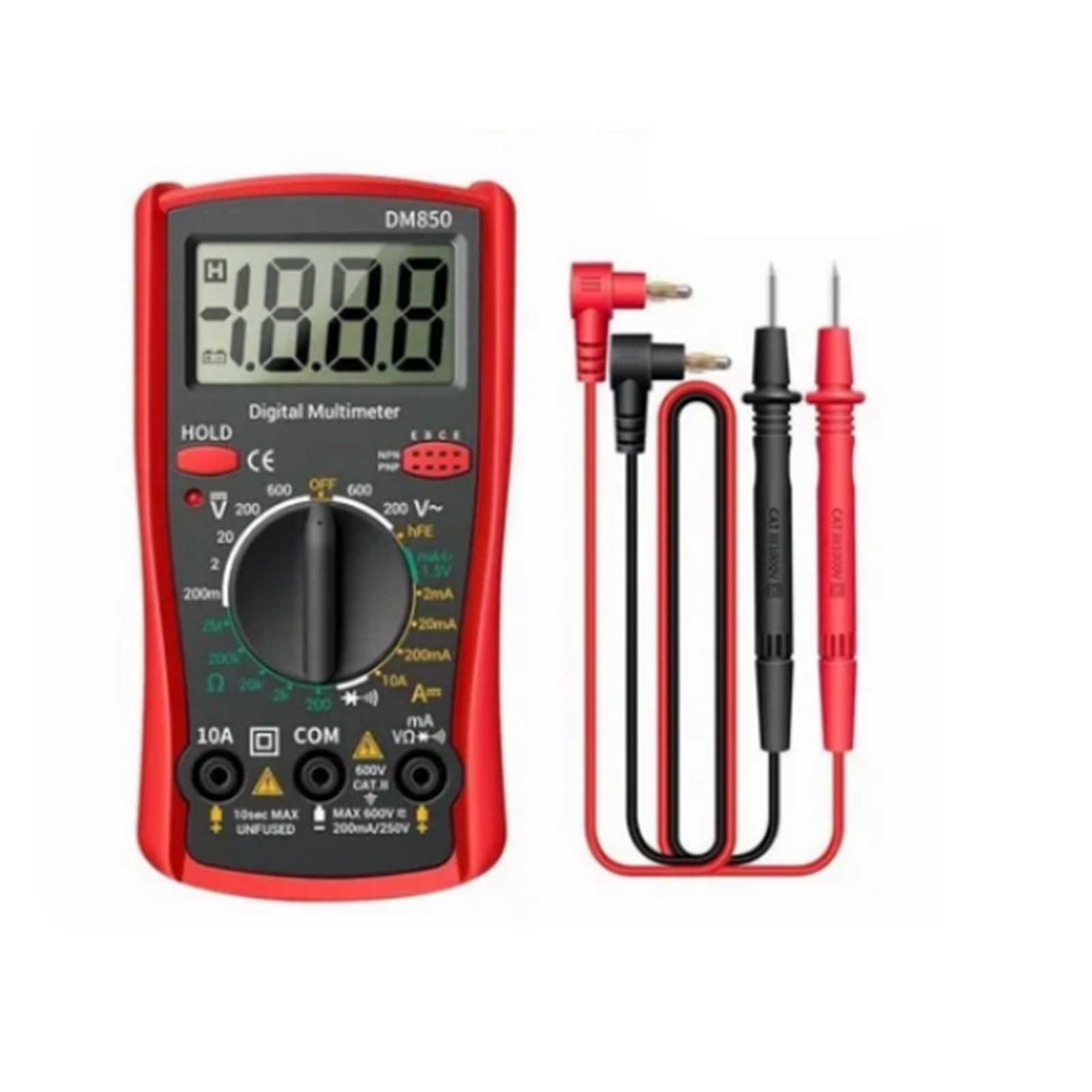Hochpräzises, Multifunktionales Digitalmultimeter, Kleines Tragbares Gerät Für Den Heimgebrauch, Voltmeter, Rot, Batterielos