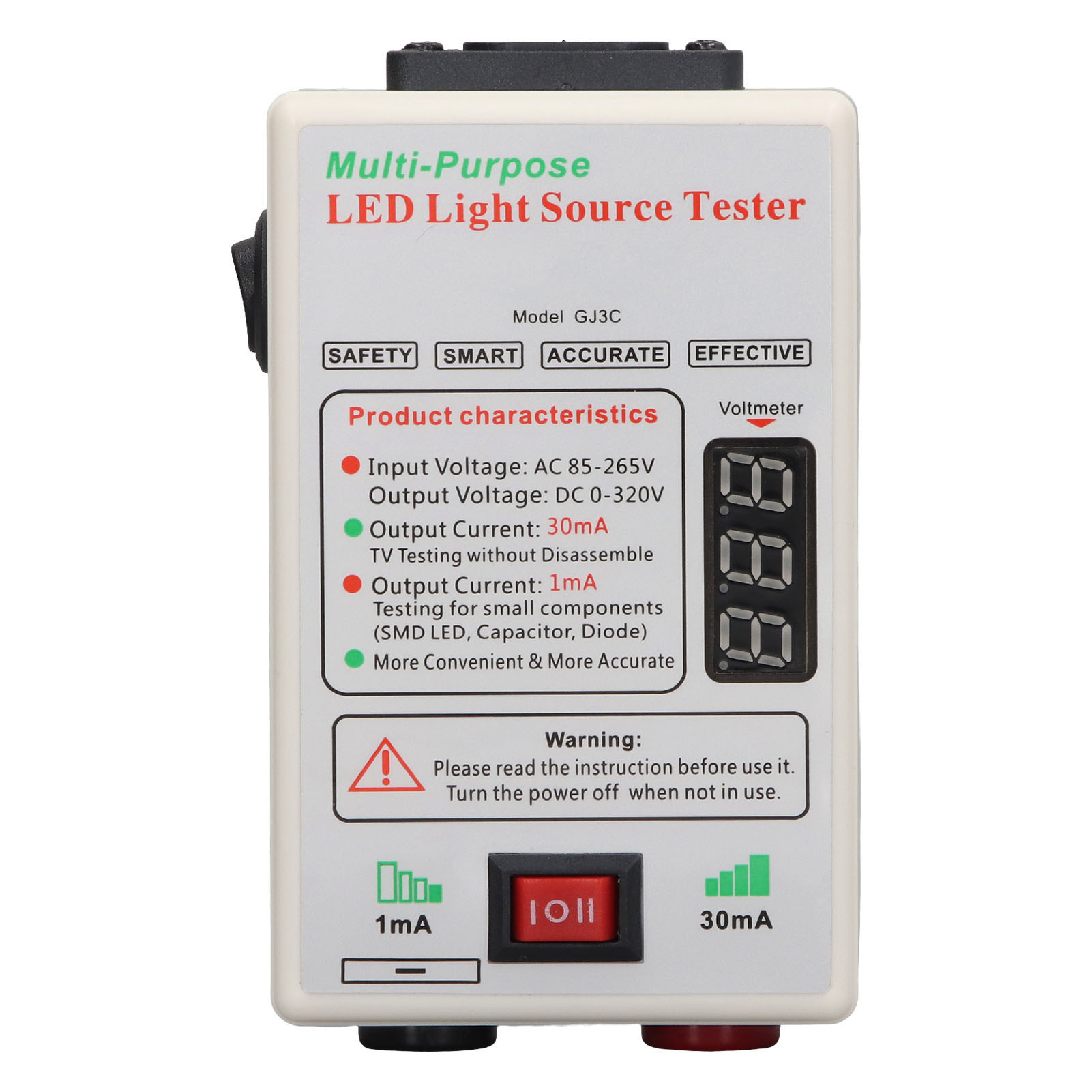 Led-hintergrundbeleuchtungstester Für Fernseher Mit Netzschalter, Sanftanlauf Und Sicherheitsfunktionen, Kompatibel Mit Leds Niedriger Und Hoher Intensität. Eu-stecker 85–265 V.
