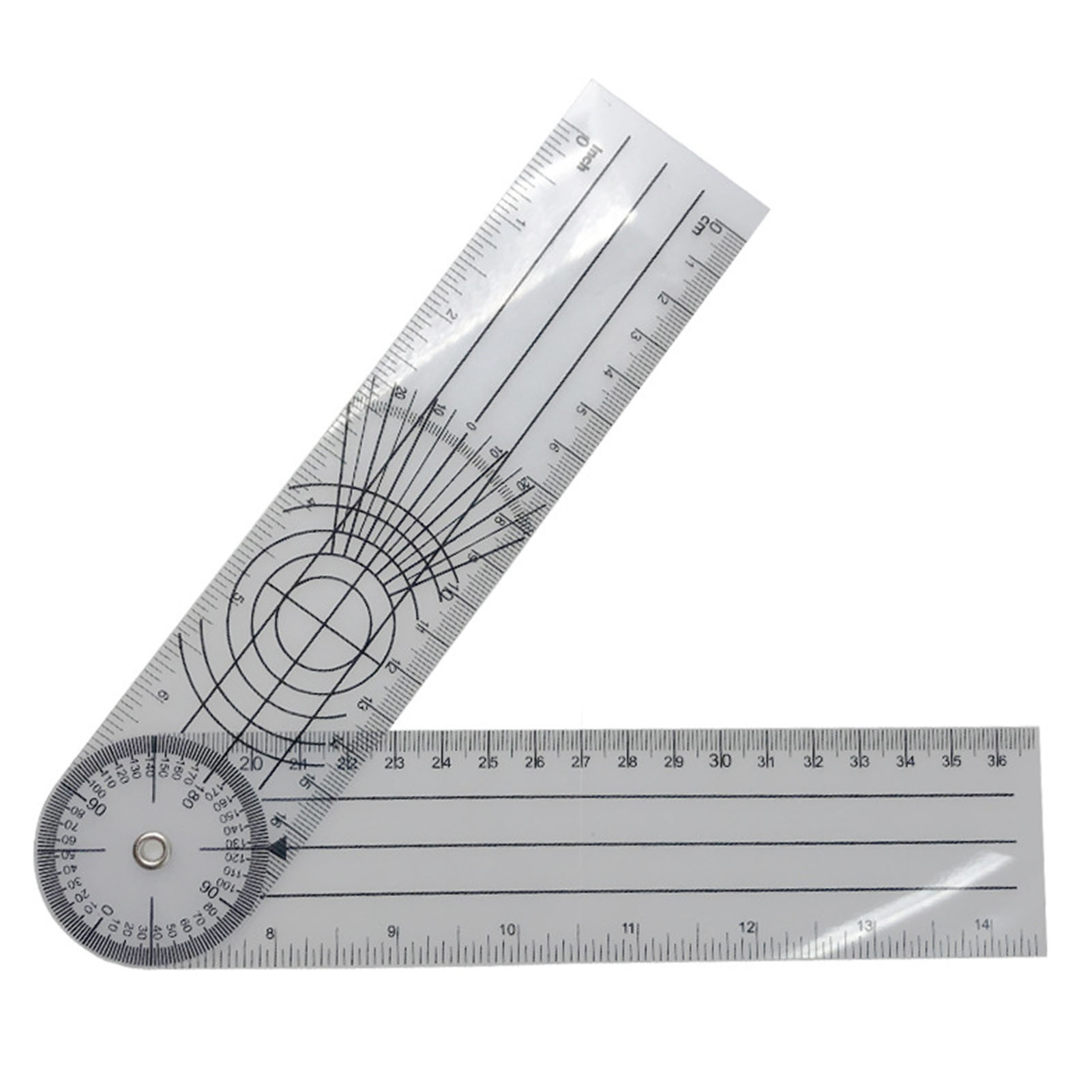 Klappbarer Winkelmesser Aus Kunststoff, 140 Mm (5,5 Zoll), Mattiert, Mit Mehreren Winkeln, Für Geometrische Messungen.