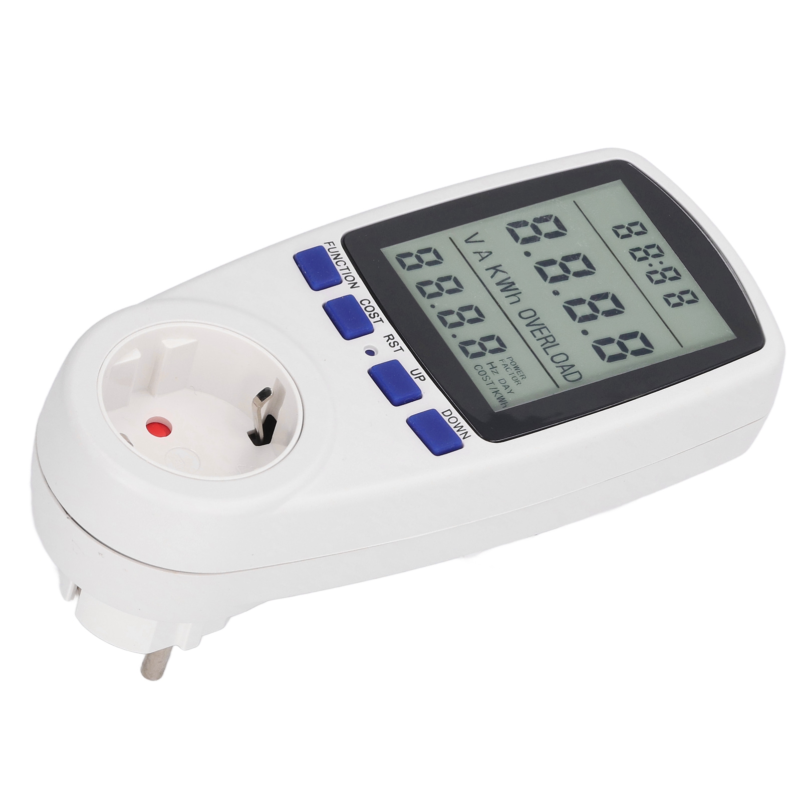 Stromverbrauchsmonitor Mit Blau Hinterleuchtetem Lcd-bildschirm Und 230-v-haushaltsstecker (europäischer Stecker)