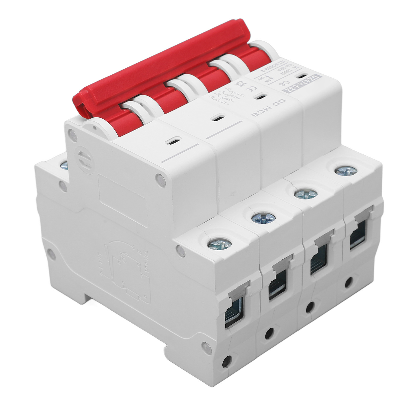 4-poliger Gleichstrom-leistungsschalter, 6000 A Schaltvermögen, Elektromagnetische Auslösung, Din-schienenmontage, 6 A, 1000 V