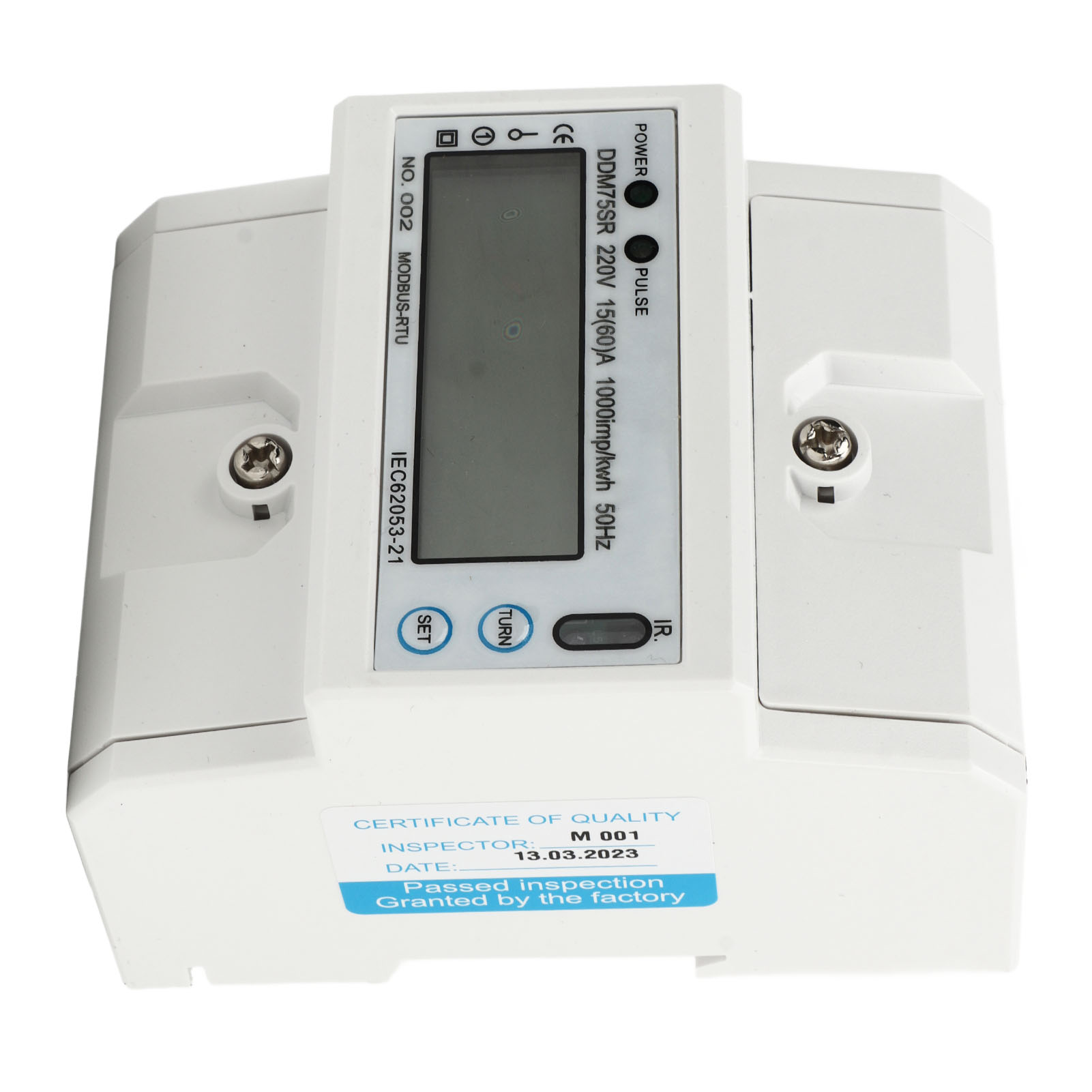 Einphasiger Digitaler Energiezähler Mit Lcd-anzeige, Stromverbrauchsmessung (kwh/wattmeter), 4-poliger Rs485-anschluss Für Din-schienenmontage, 15–60 A, 220 V Dc