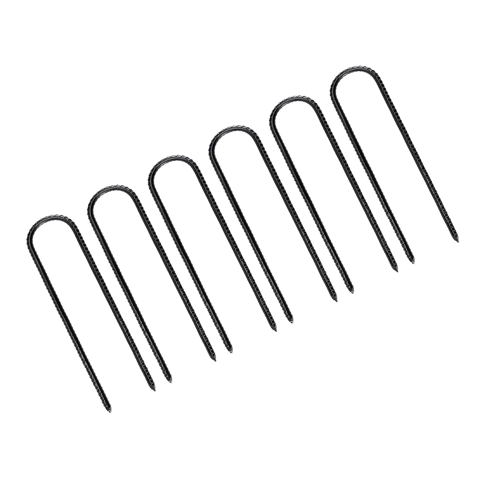 Set Mit 6 Stahl-ankerheringen (u-förmig) Für Zelte, Trampoline, Campingmarkisen Und Schaukeln, 30 Cm (12 Zoll), Schwarz.