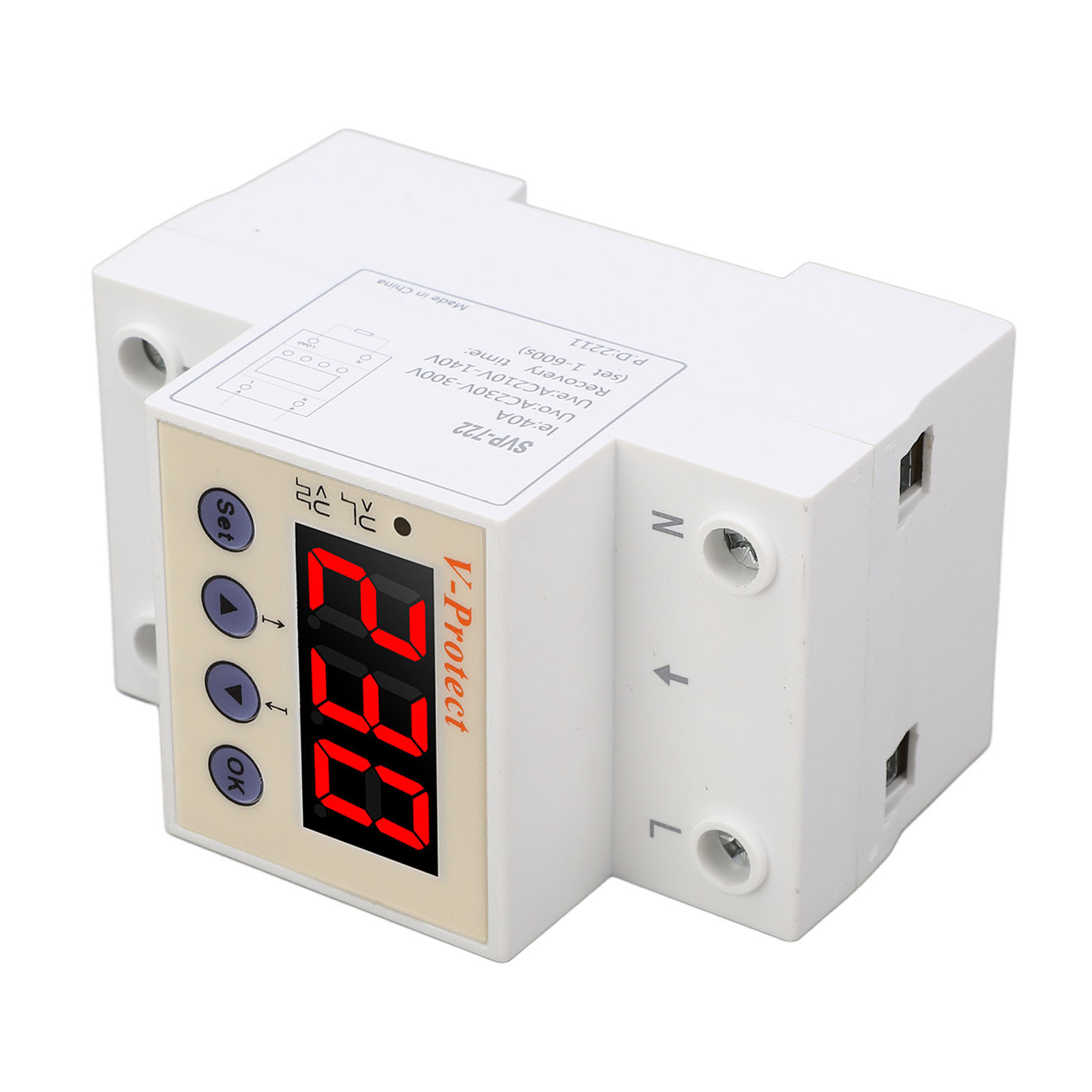 Überspannungs- Und Unterspannungsschutzgerät, Automatische Rückstellung, Einstellbar, Große Baugröße, 220 V Ac, 40 A