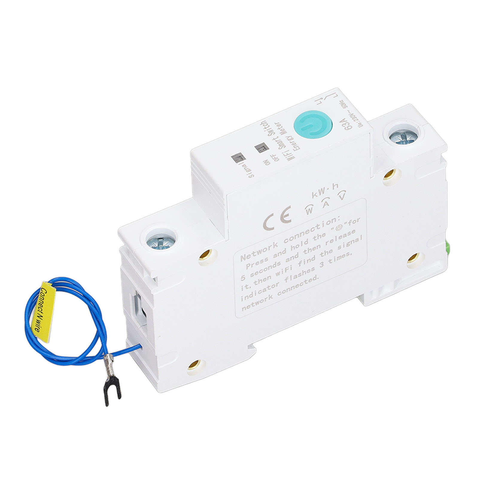 Intelligenter Wlan-leistungsschalter, Energiezähler, Din-schienenmontage, Kompatibel Mit Der Ewelink-app Und Drahtloser Steuerung, 230 V Ac, Einphasig, 63 A