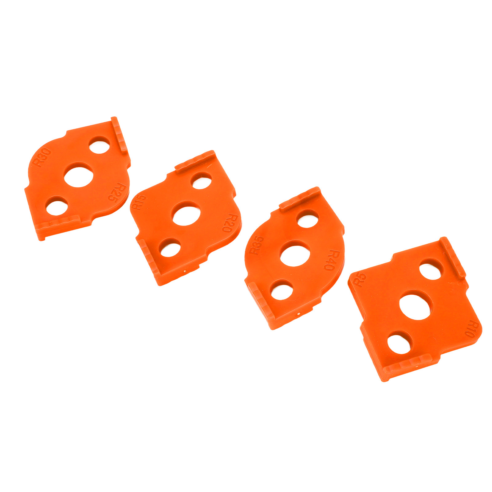 R-winkel-vorrichtung (4-teilig) Zum Fräsen, Aus Abs, Mit Krümmungsradius Und Winkelpositionierung Für Die Holzbearbeitung (orange).