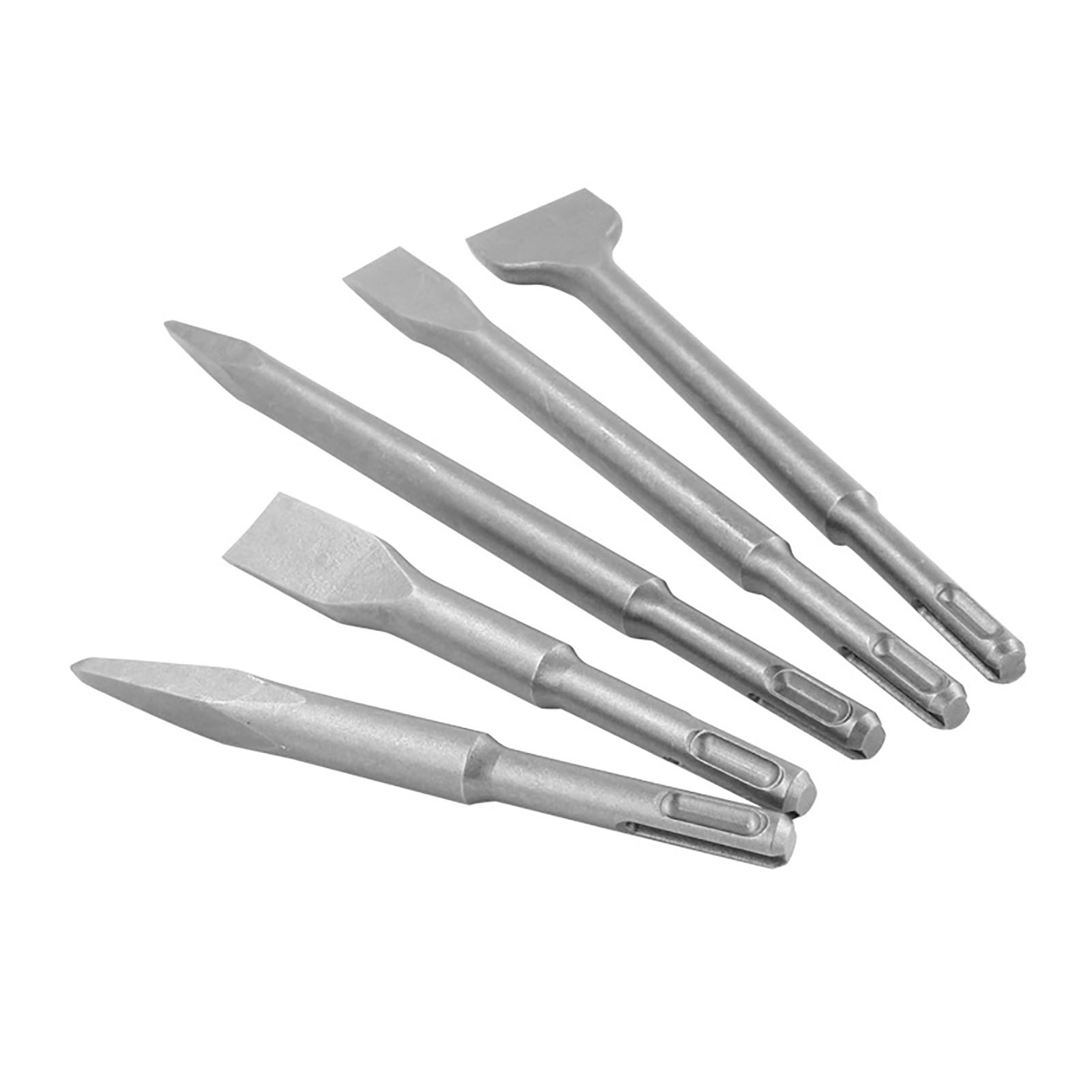 Set Mit 5 Rundschaft-schlagbohrern Aus 40cr-stahl, Flachspitze, Für Schlagbohrmaschinen.
