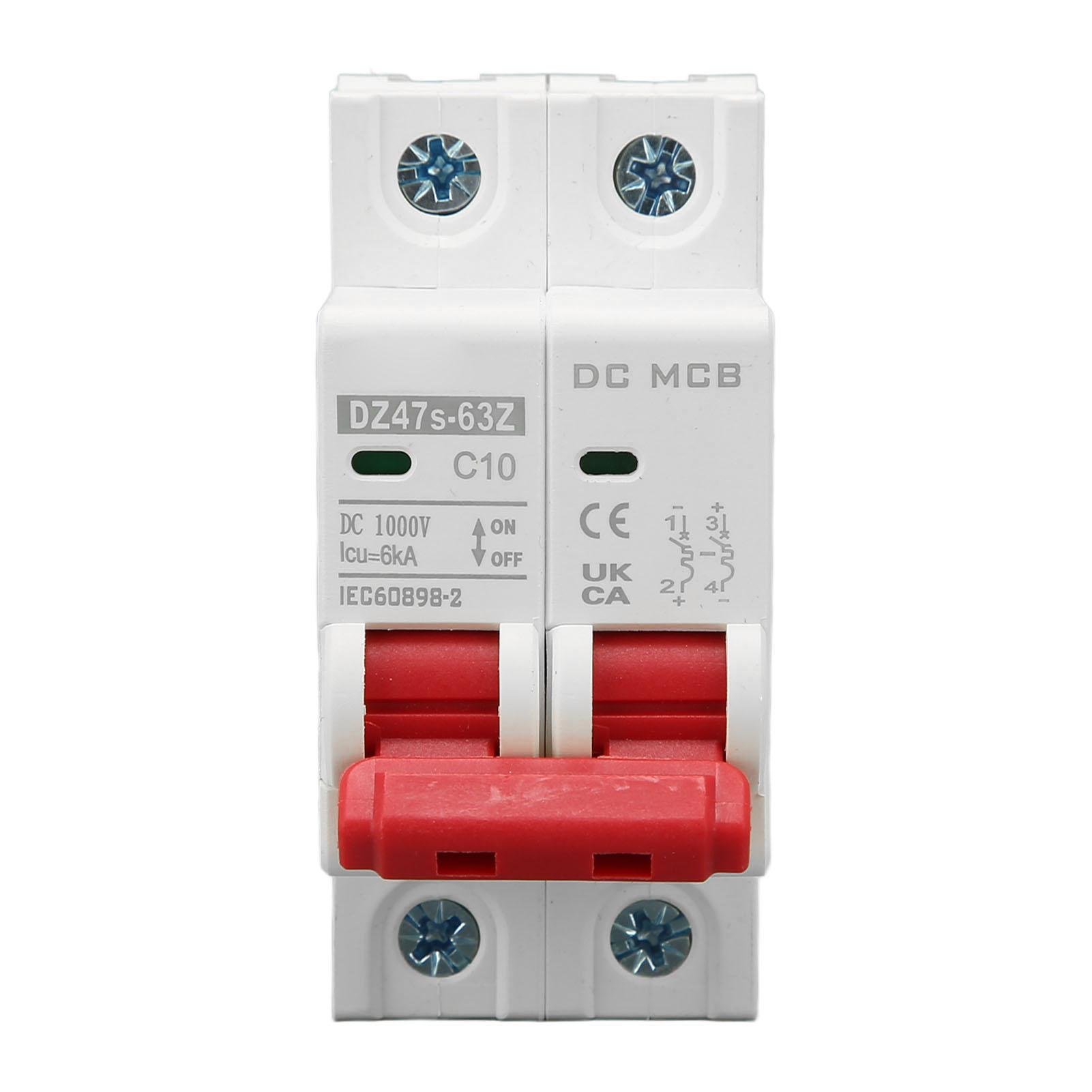 Miniatur-2p-leistungsschalter, 6000 A Schaltvermögen, Für Kleine Photovoltaikanlagen, 1000 V Dc, 10 A