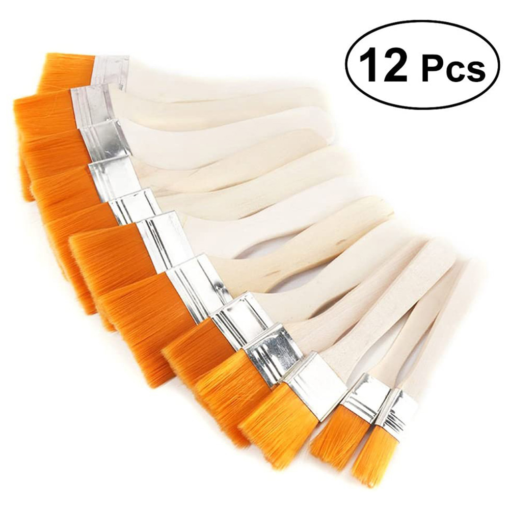 Set Mit 12 Holzpinseln Für Öl-, Acryl- Und Aquarellmalerei