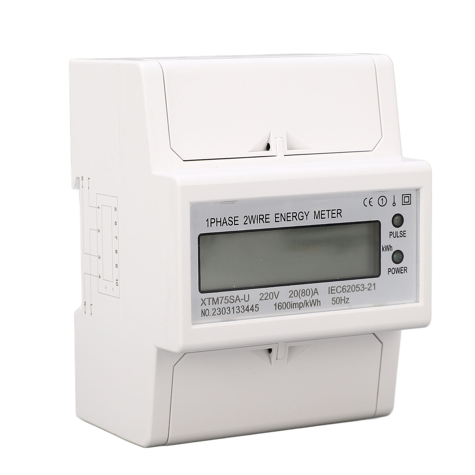 Wattmeter, Stromverbrauchsmessgerät, Strom- Und Spannungsprüfer, Einphasig, 4-polig, Lcd-anzeige, Din-schienenmontage