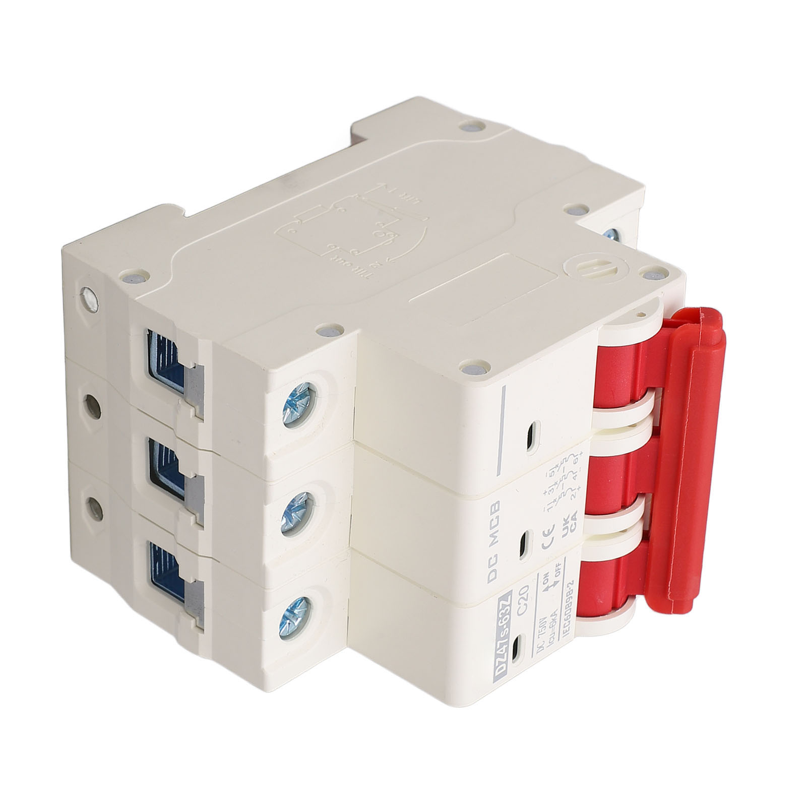 Miniatur-gleichstrom-leistungsschalter Für Dreiphasige Photovoltaikanlagen, 20 A, Din-schienenmontage, Segmentierte Kapazität 6000 A, 750 V Dc, Dz47s 63z C20