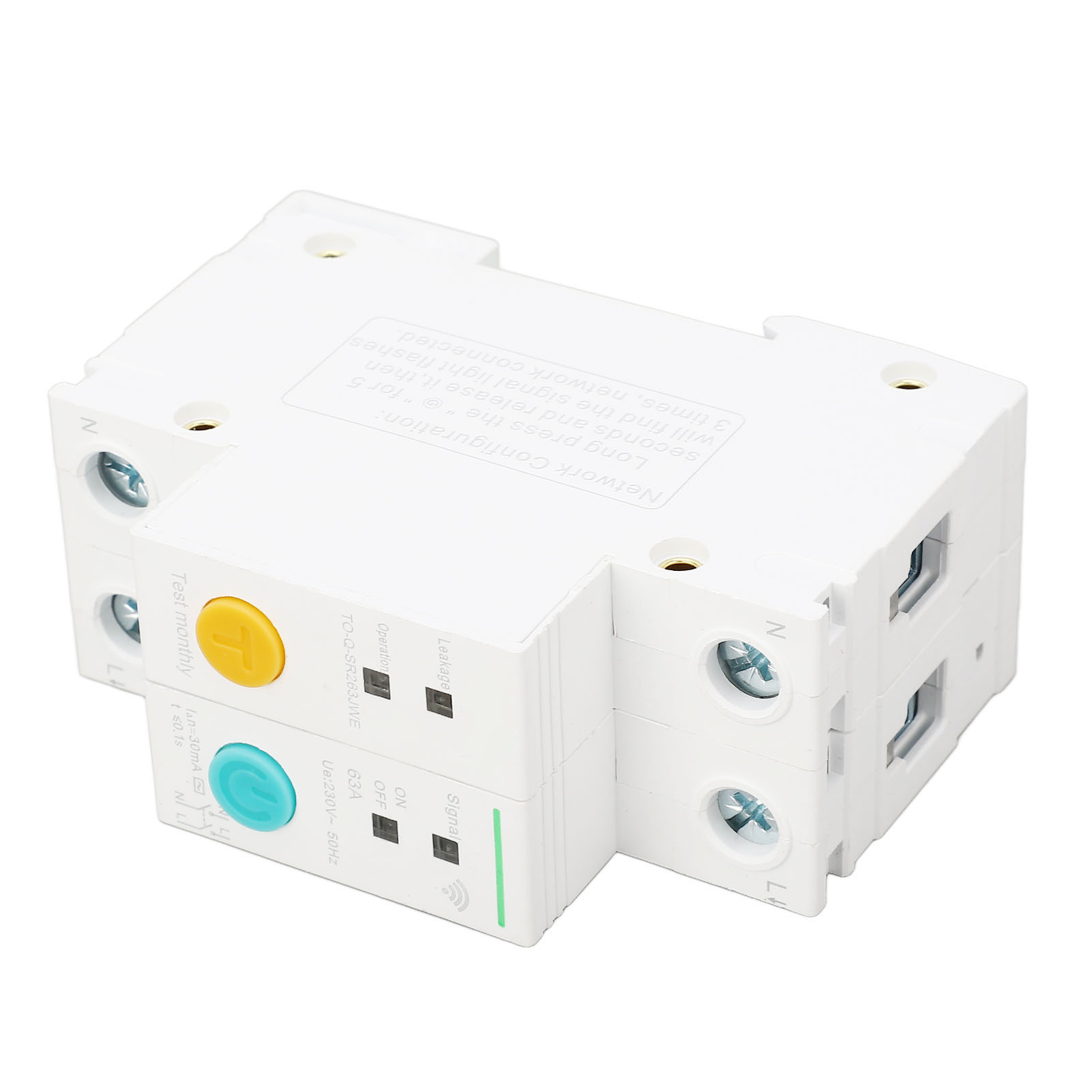 Intelligenter Wlan-leistungsschalter (2-polig), Kleiner Pa66-schalter, 32 A, 230 V, 30 Ma, Fehlerstromschutzschalter