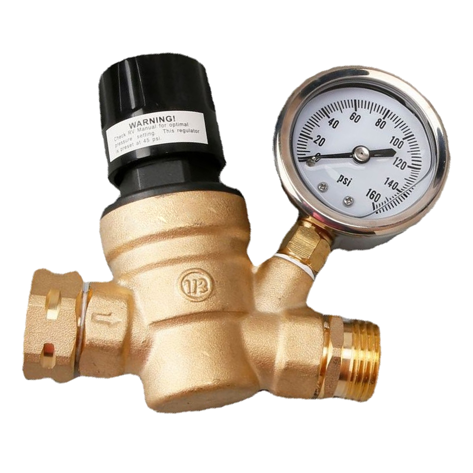 Us 3/4" Nh Wasserdruckregler, Messing-druckminderungsventil Mit Manometer Für Wohnmobil Oder Wohnwagen