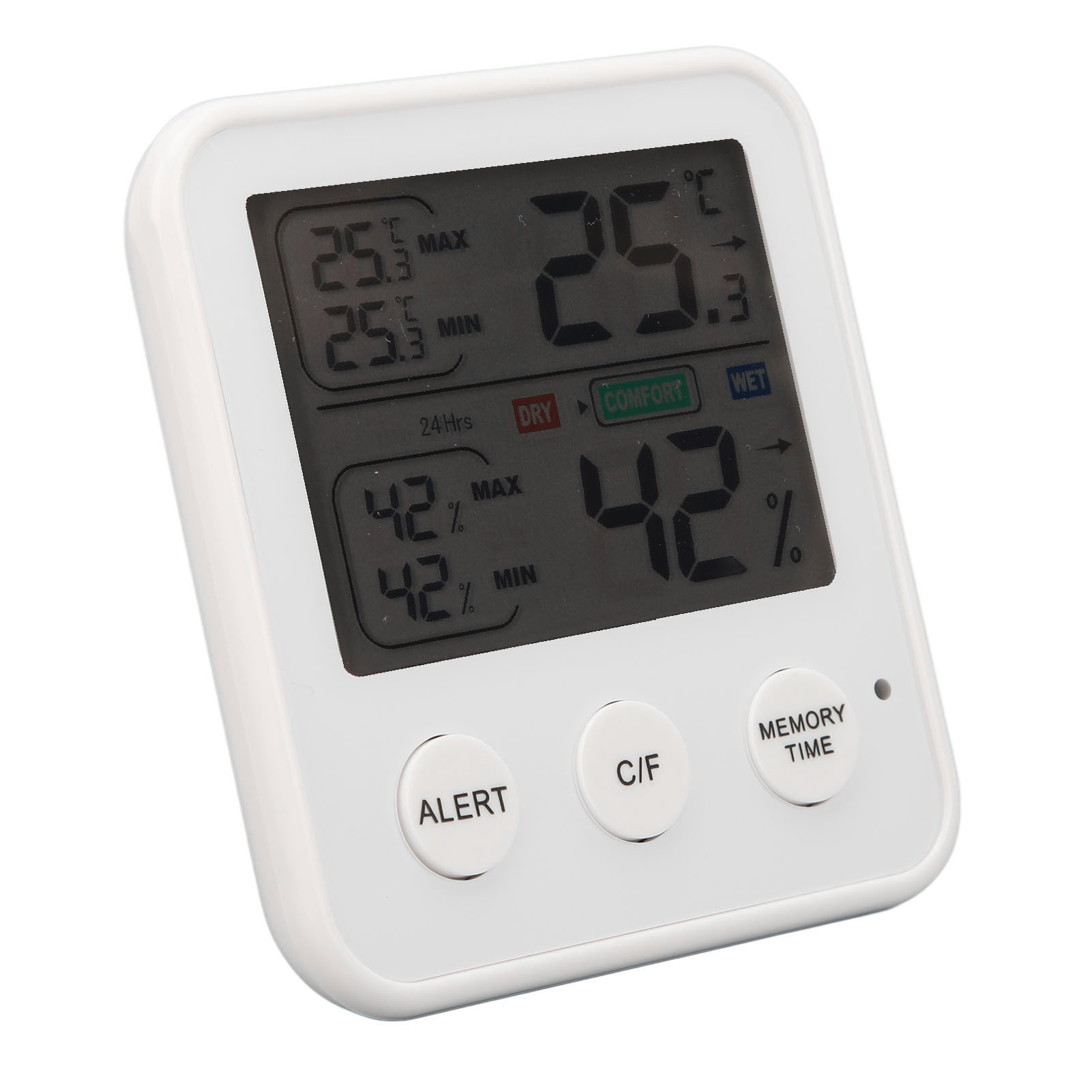 Digitales Lcd-thermometer-hygrometer, Temperatur- Und Feuchtigkeitsanzeige, Weißes Hygrothermograph