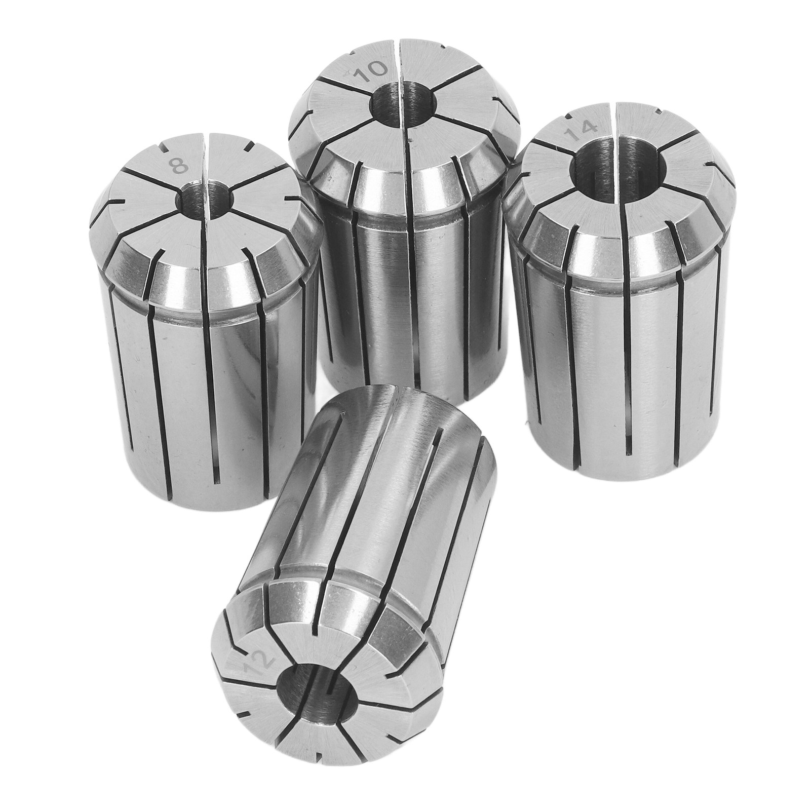 Satz Von 4 Spannzangen Aus Federstahl Mit Durchmessern Von 8, 10, 12 Und 14 Mm Für Cnc-fräs- Und Drehmaschinen, Inklusive Schraubenschlüssel.