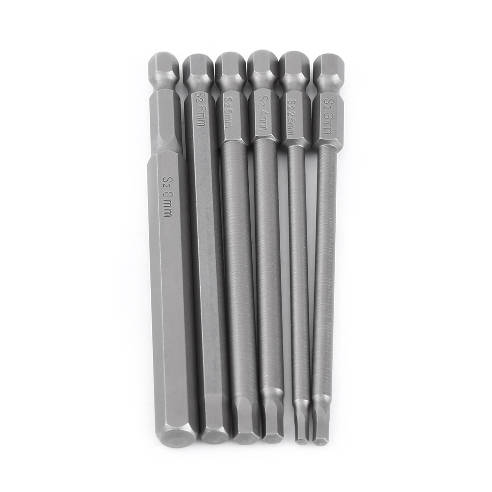 Set Mit 6 Magnetischen Schraubendreherbits, 100 Mm, Sechskantkopf, 1/4"-schaft, Schraubendreherwerkzeuge