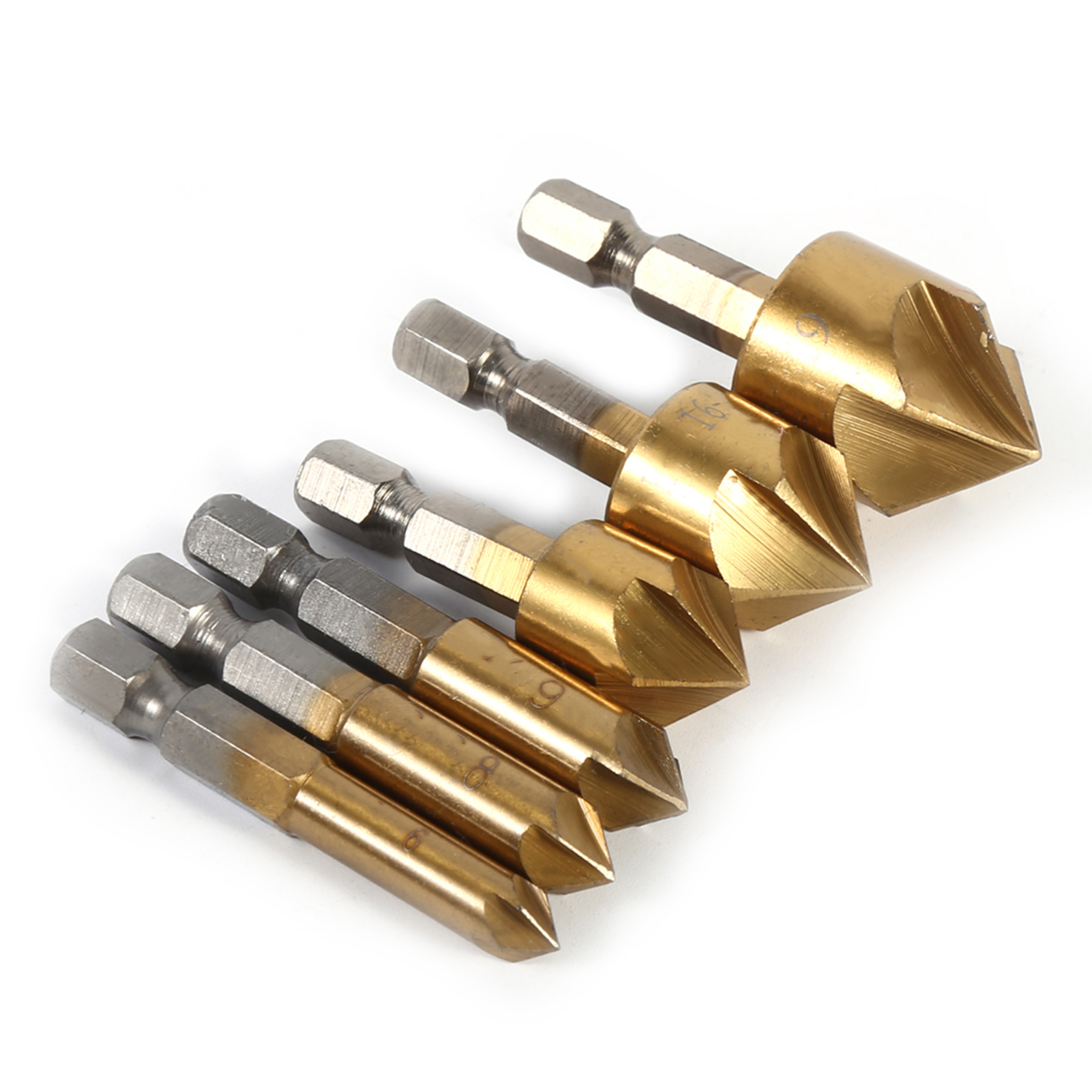 6-teiliges Hss-90°-fasenfräser-set Mit 1/4"-sechskantschaft, Holzbearbeitungswerkzeug, 6 Mm–19 Mm