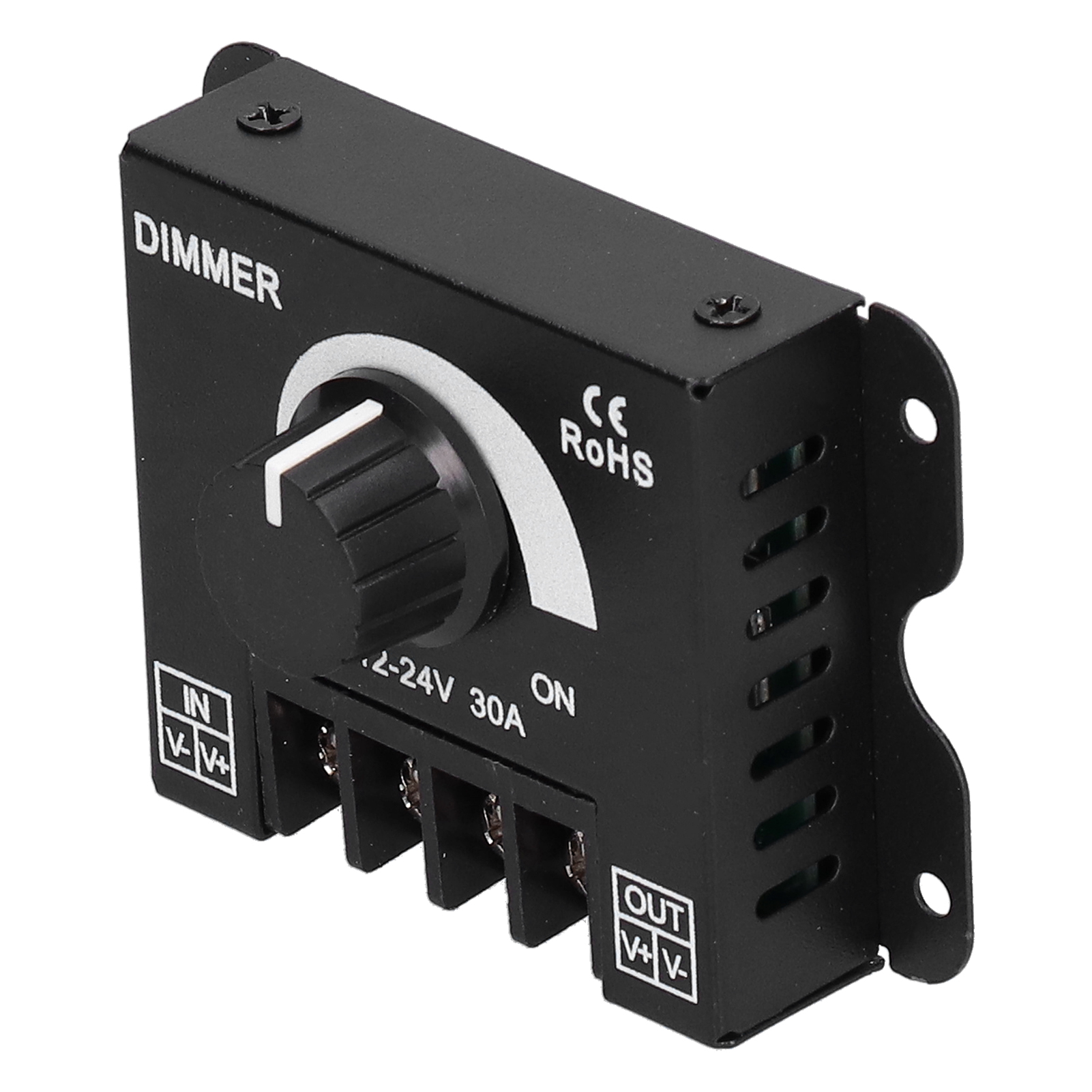 Monochromer Led-dimmer, Drehschalter Mit Einstellbarer Intensität, 12-24v Dc, 30a Gerät, Für Lichtleisten Und Strahler.