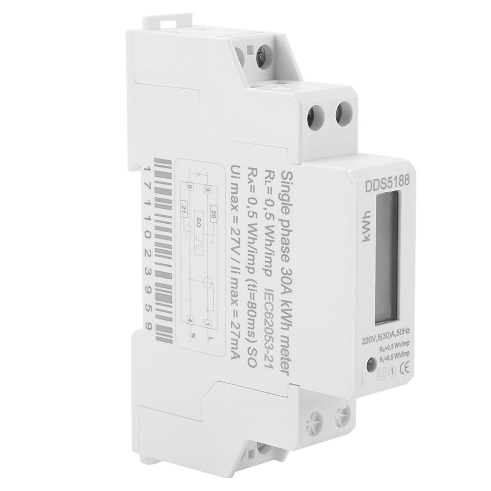 Digitaler Lcd-stromzähler 220 V, Einphasig, Din-schiene, 5–30 A, Misst Den Energieverbrauch In Kwh