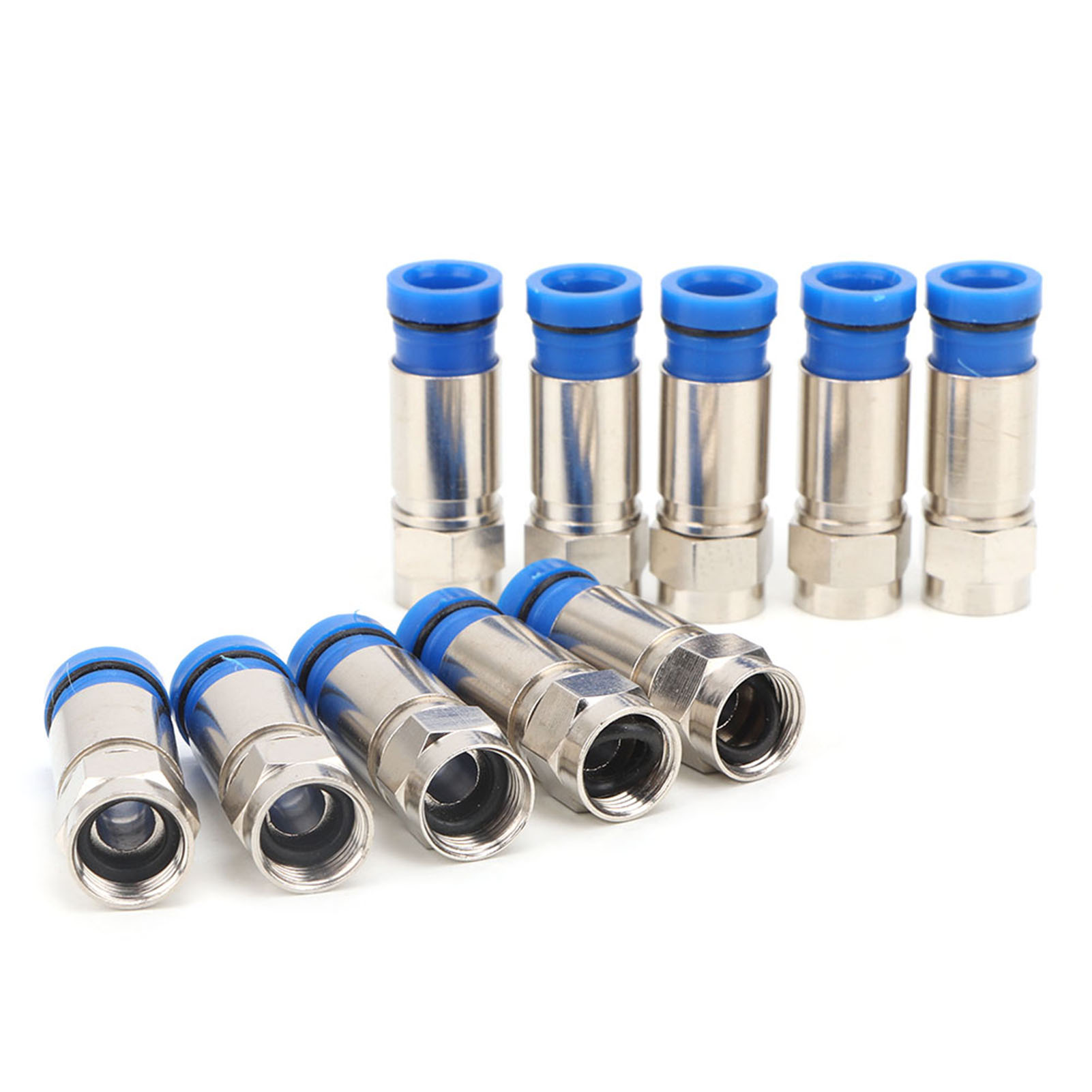 Packung Mit 10 Crimp-rg6-f-steckern, Satelliten-tv-antennenkabeladapter (f-004)