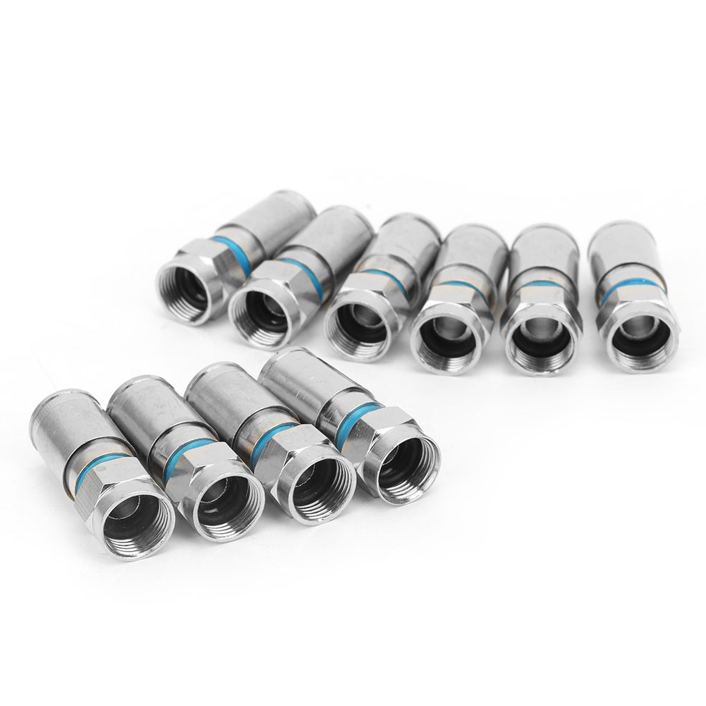 Rg6 Crimp-stecker, Uk-typ, 10er-packung, Satellitenantennen-video-koaxialkabeladapter (f-008)
