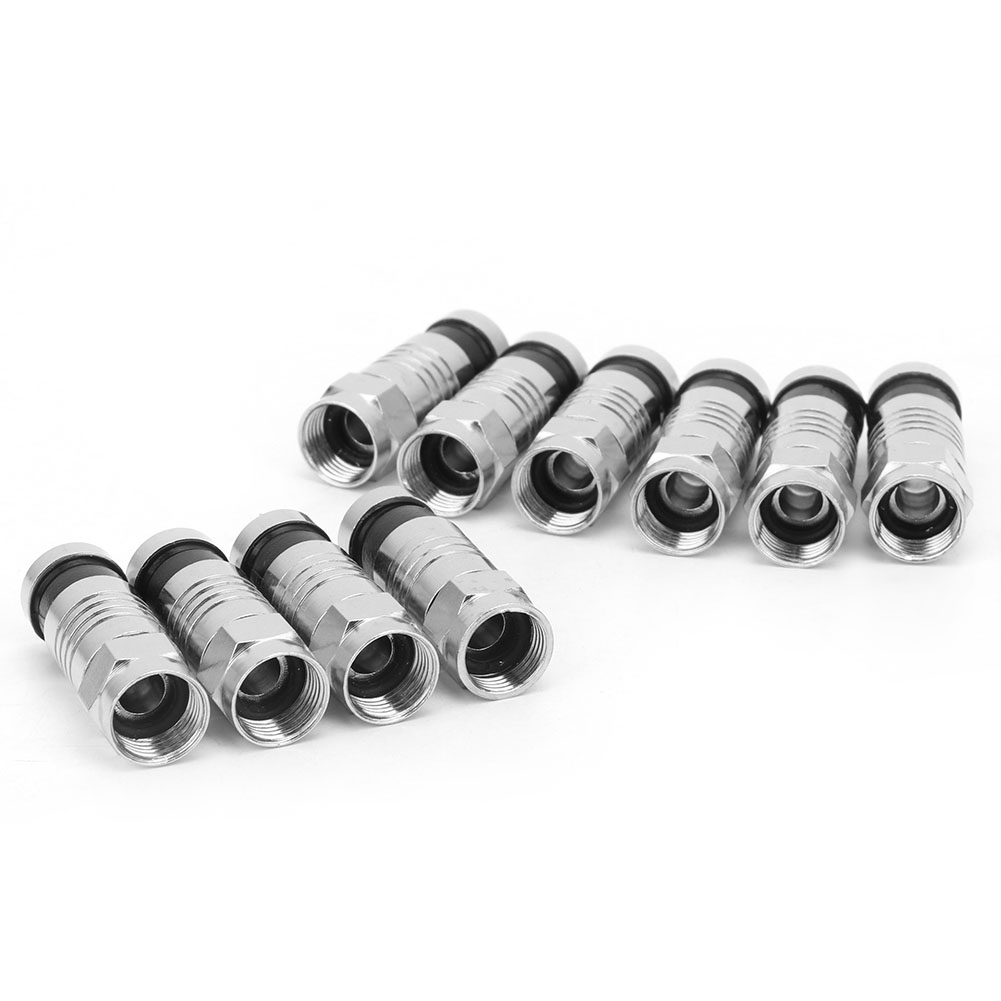 Rg6-schraubstecker (uk), 10 Stück, Satellitenantennen-video-koaxialkabeladapter (f-007)