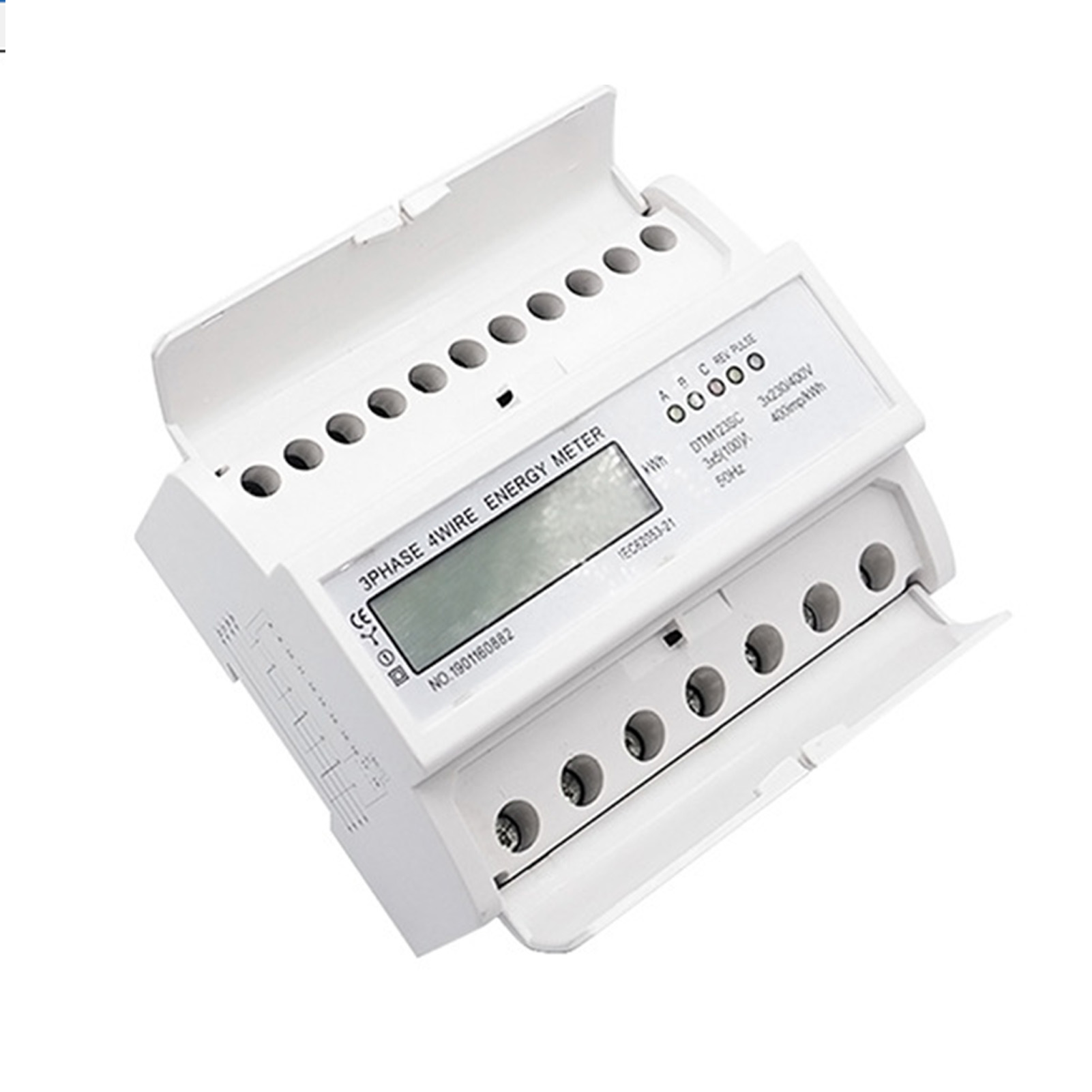 Dreiphasen-digital-energiezähler Mit Lcd-anzeige, Weißem Abs-gehäuse, 50 Hz, Stromverbrauchsanzeige, 230–400 V