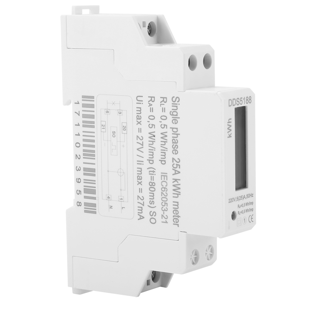 Din-schienen-stromzähler 220 V Dds5188 Lcd 5-25 A Misst Kilowattstunden (kwh)