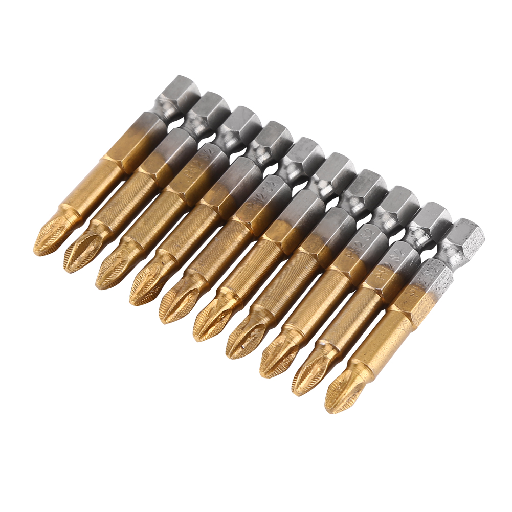 Packung Mit 10 Ph2-kreuzschlitzbits, Rutschfest, 1/4"-sechskantschaft, 50 Mm