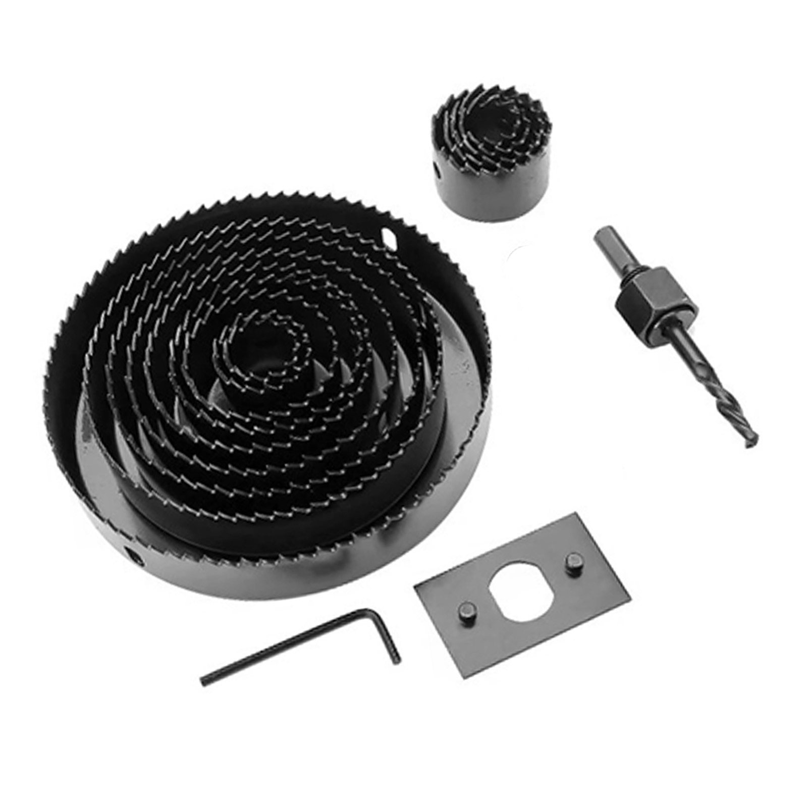 Set Mit 15 Lochsägeblättern Aus Kohlenstoffstahl, Hohe Härte, Verschleißfest, Zum Bohren Und Für Holzbearbeitungen.